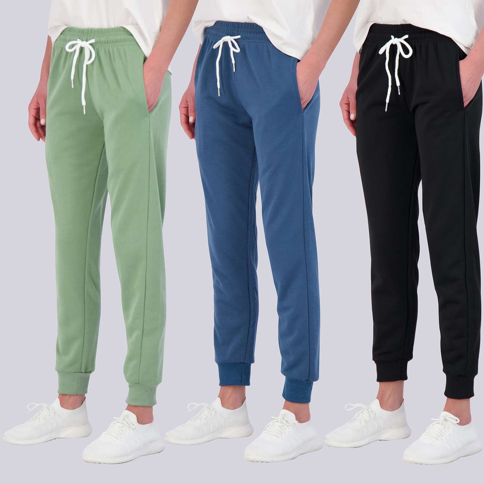 3 Pack: Womens French Terry Lounge Jogger Sweatpants