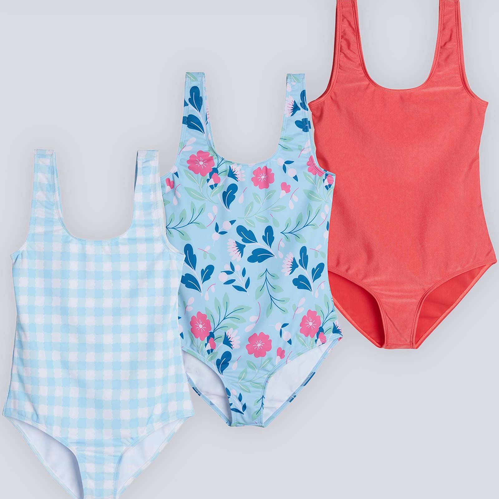 3 Pack: Girls' Surf One Piece Swimsuit