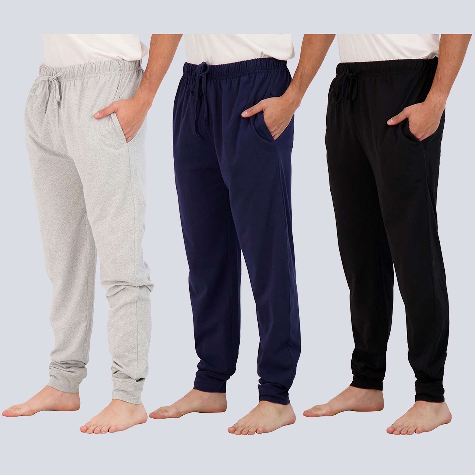 3 Pack: Mens Cotton Sleep Lounge Joggers