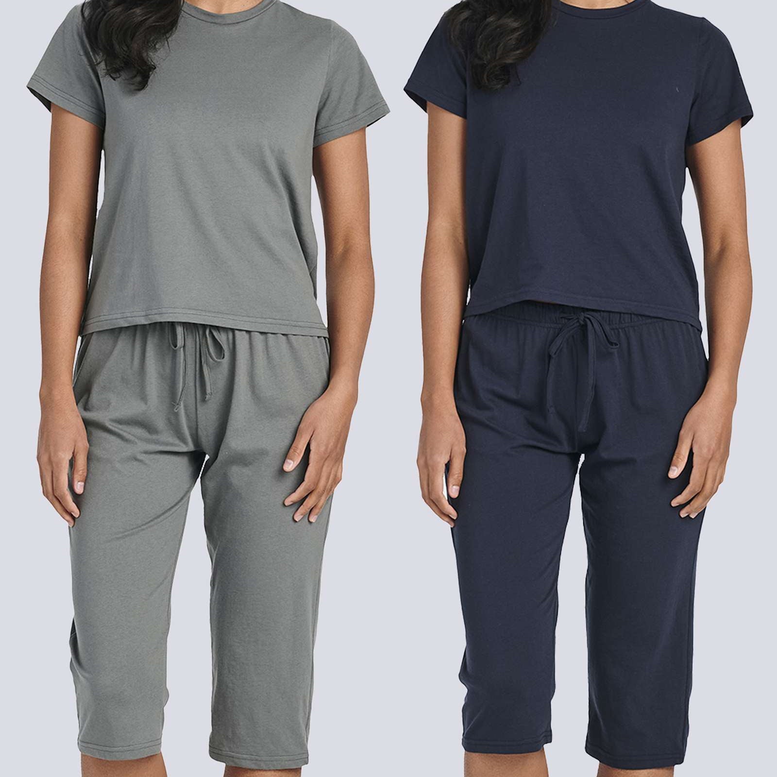 2 Pack: Women's Cotton Pajamas with Capri Pants