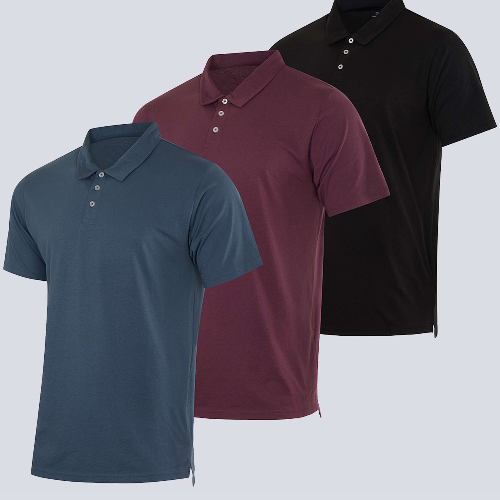 3 Pack: Men's Jersey Cotton Short Sleeve Polo Shirt