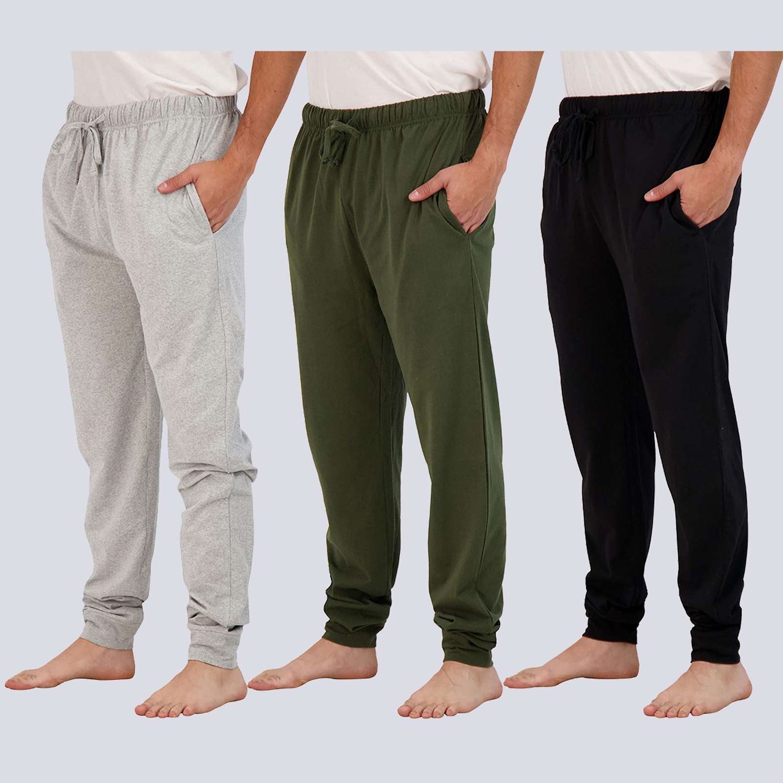3 Pack: Mens Cotton Sleep Lounge Joggers