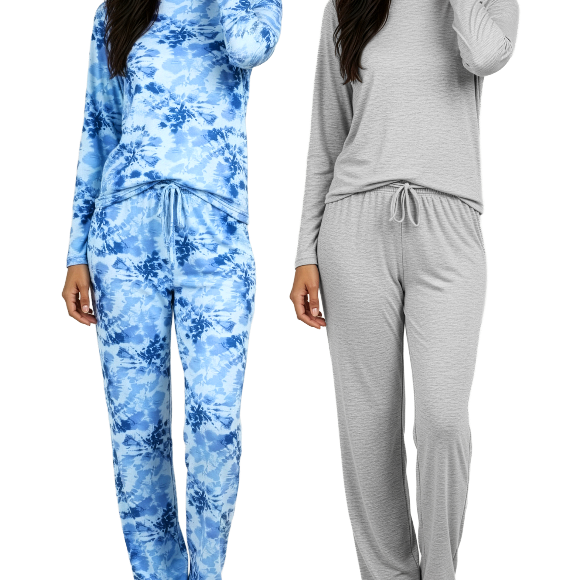 2 Pack: Women’s Pajama Set Super-Soft Long Sleeve Top With Pants