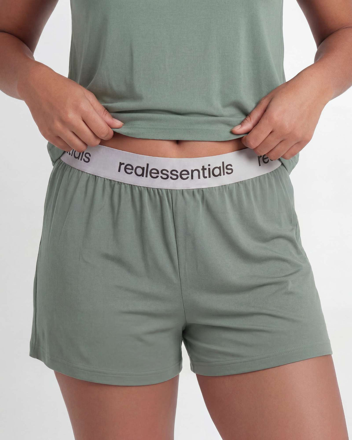 Real Essentials 2 Pack Women's Pajama Sets 2 Piece Boxy Tee Sleep Shorts PJs Sleepwear Cute - Charcoal Heather, Solid Iceberg Green