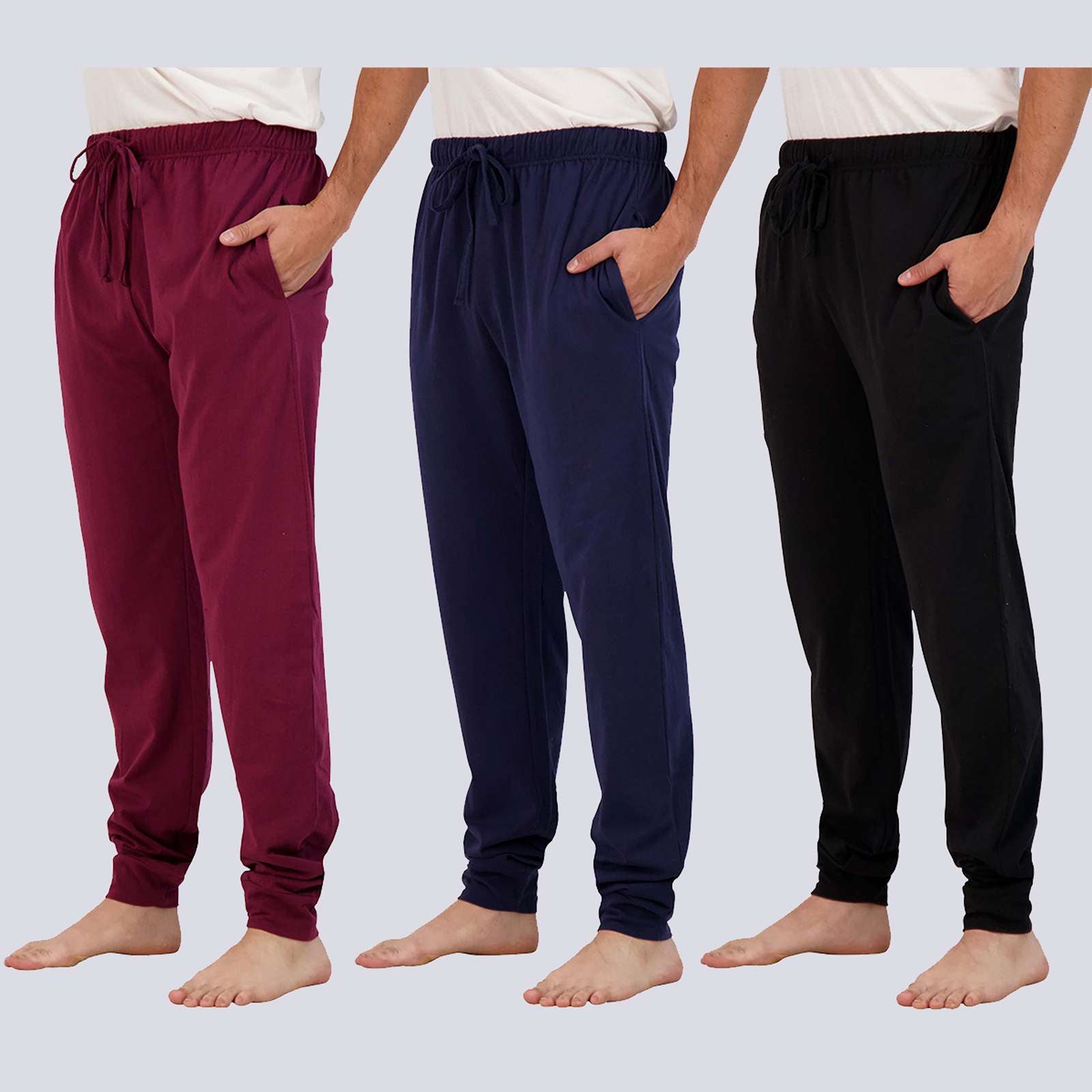 3 Pack: Mens Cotton Sleep Lounge Joggers