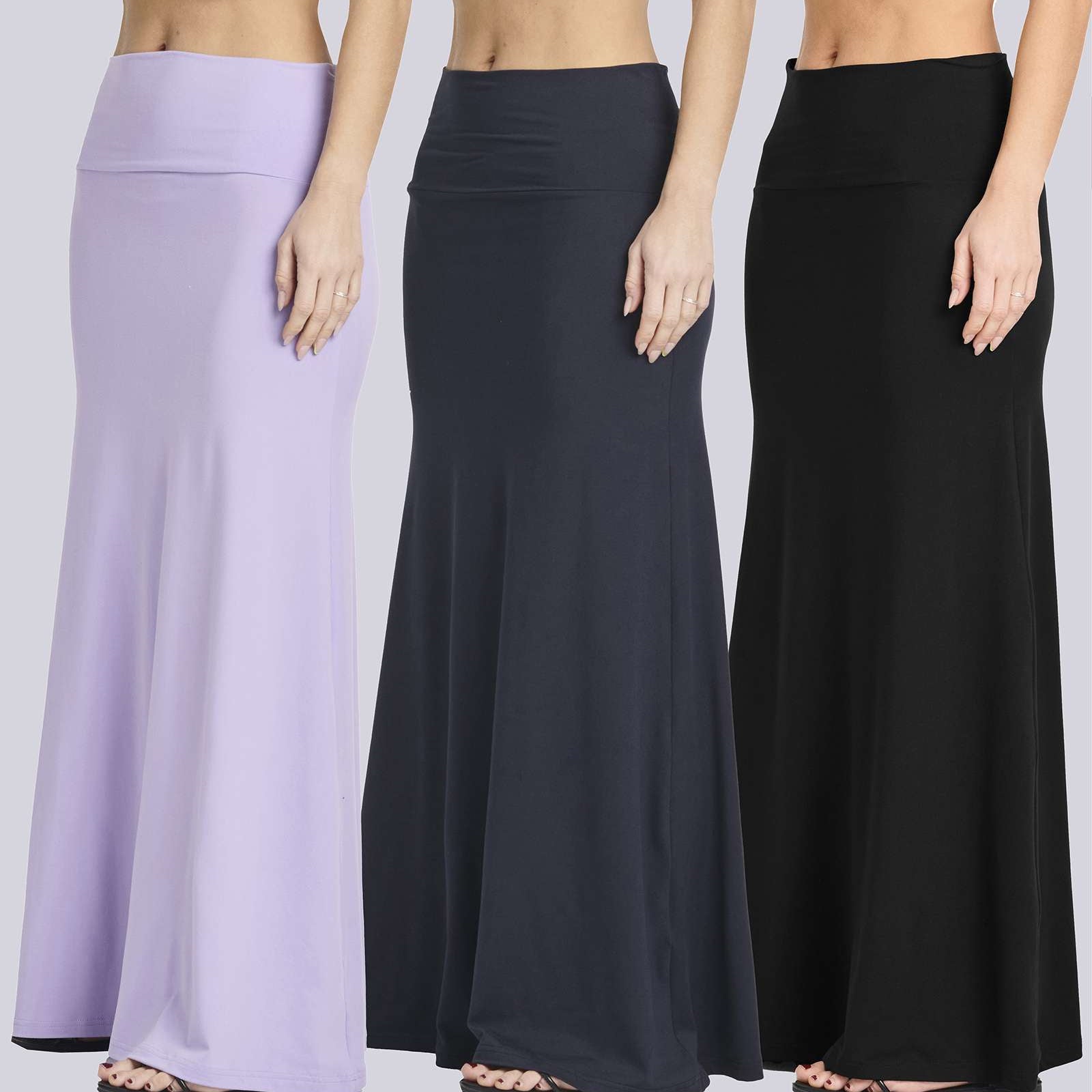 3 Pack: Women's Ultra-Soft Flowy Maxi Skirt
