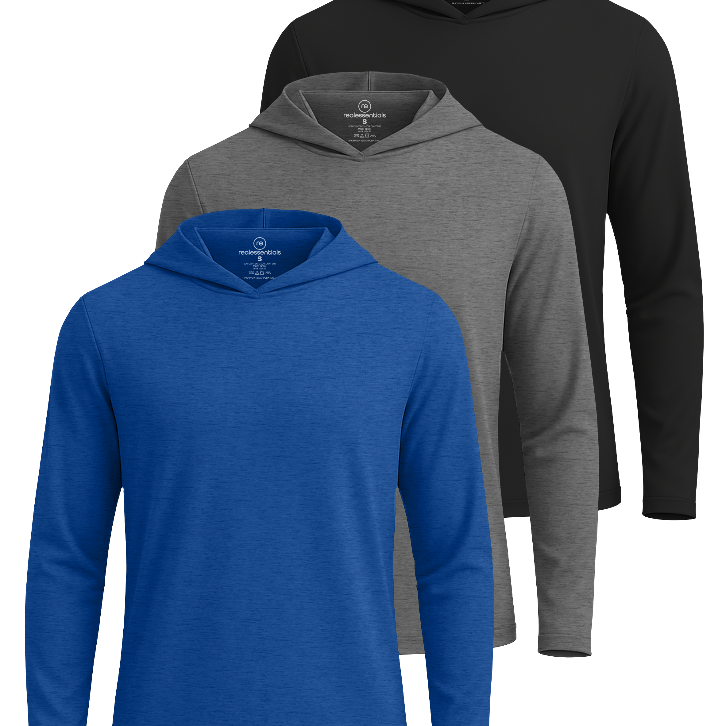 3 Pack: Mens Dry Fit Active Hoodie Pullover Sweatshirt