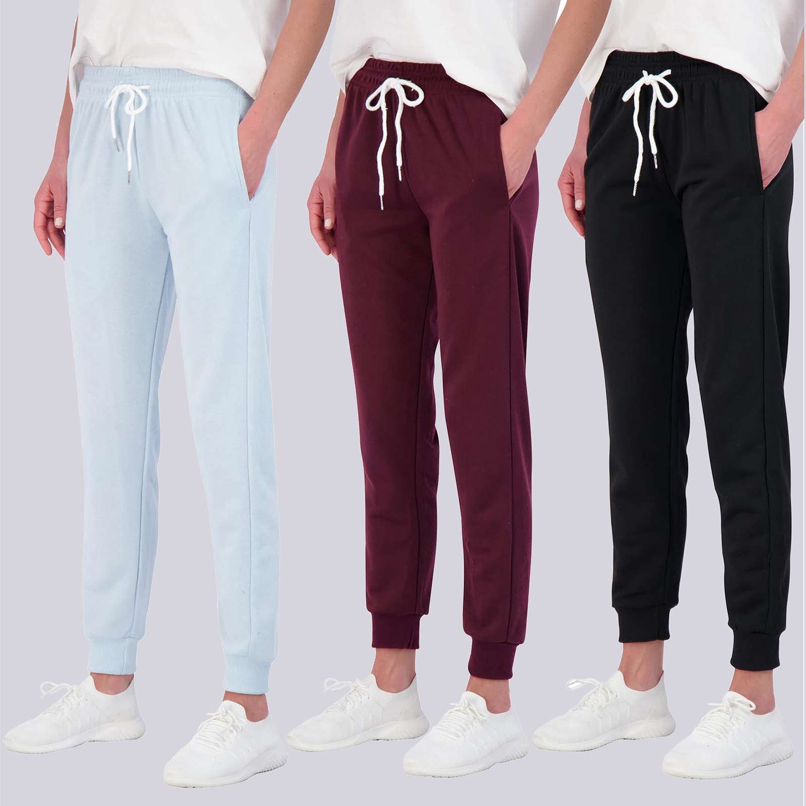 3 Pack: Womens French Terry Lounge Jogger Sweatpants