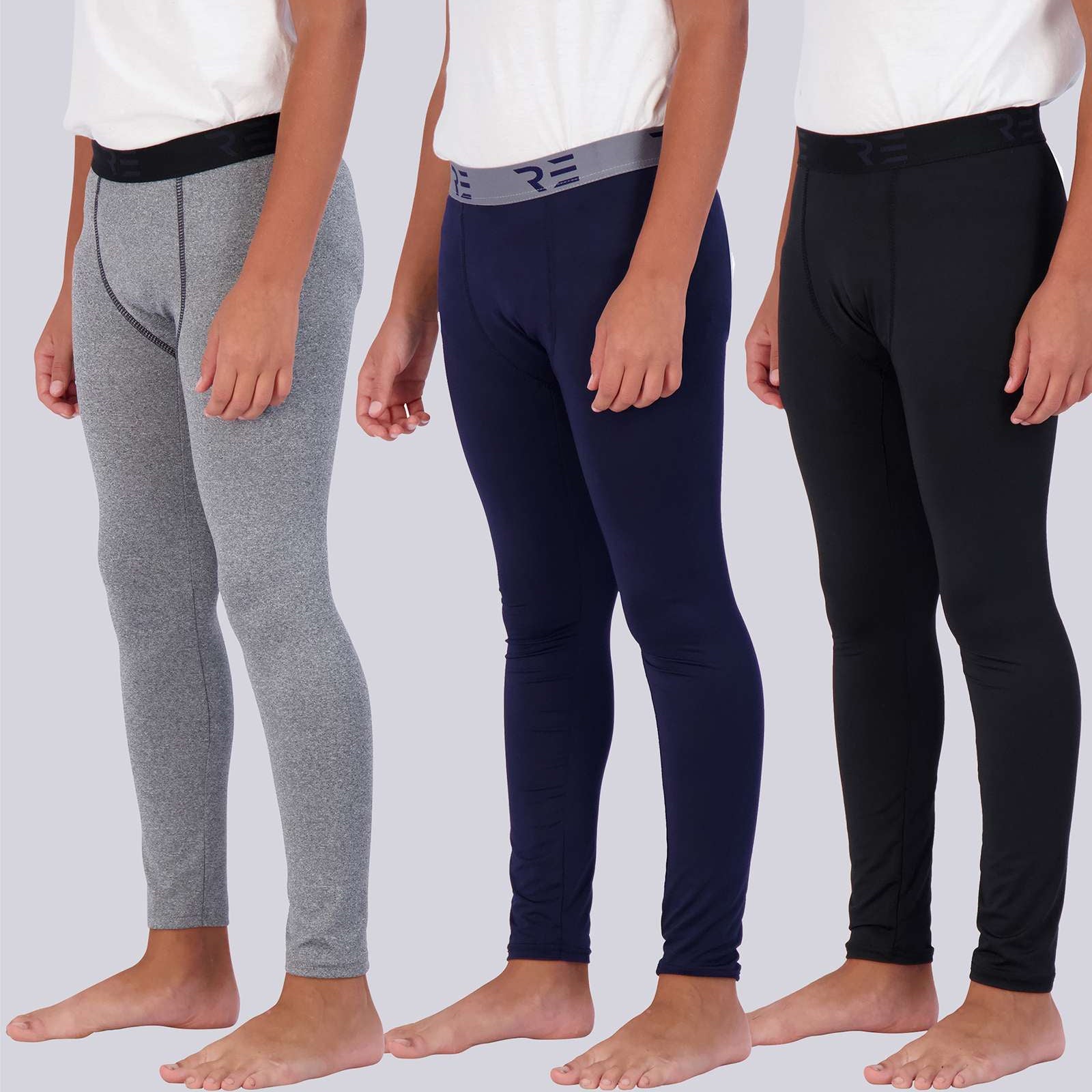 3 Pack: Boys Compression Pants Base Layer