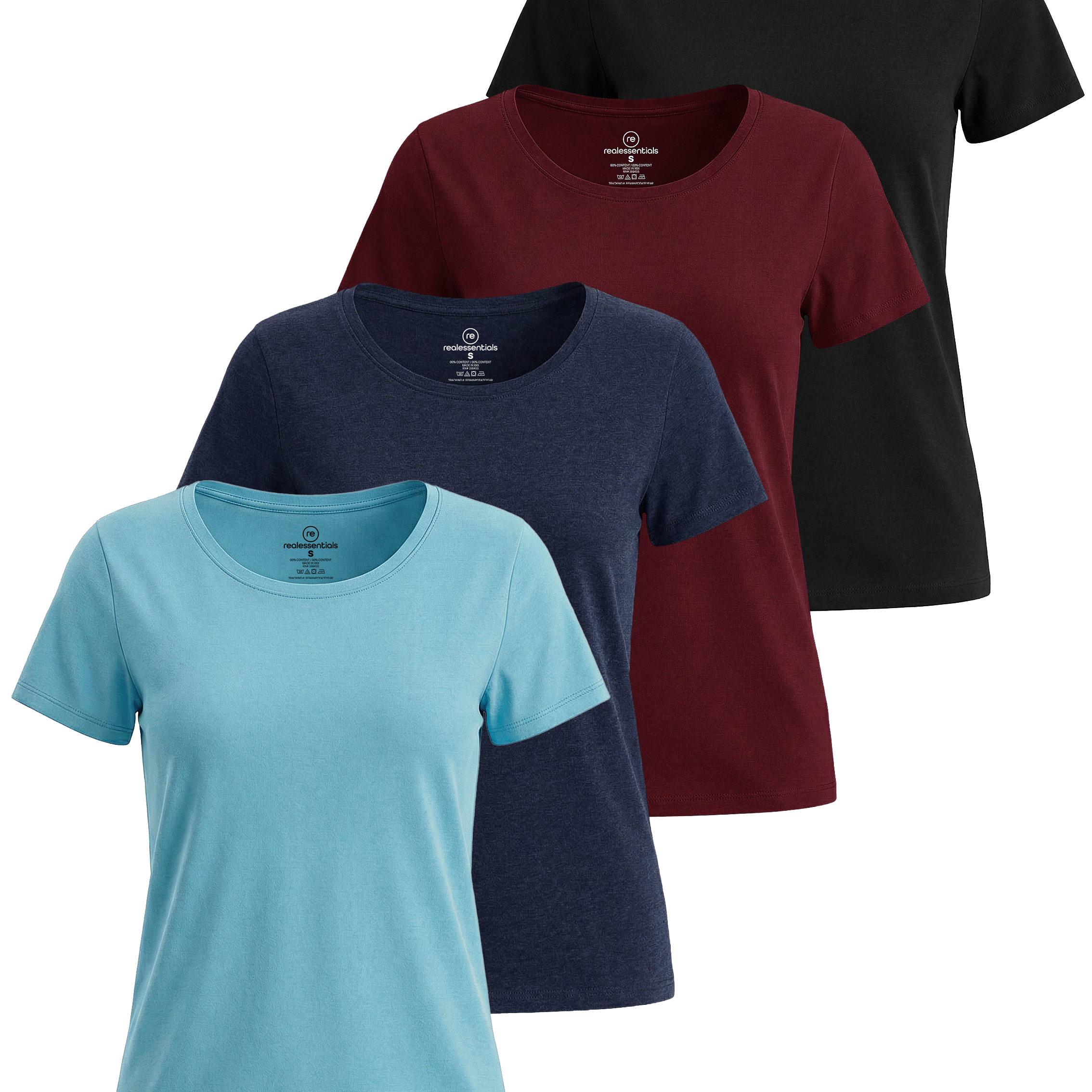 4 Pack: Womens Classic-Fit Cotton Short-Sleeve Scoop Neck T-Shirt