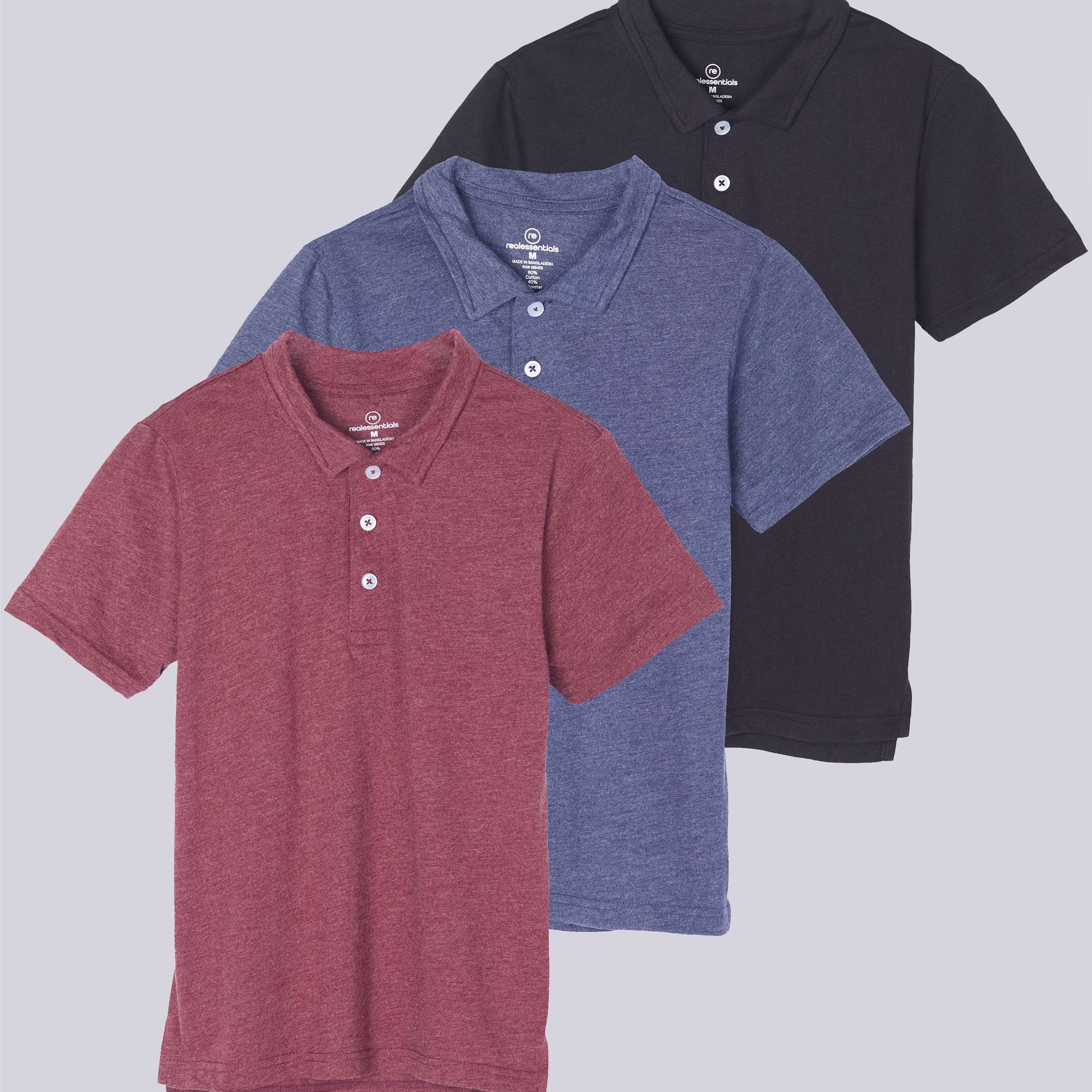 3 Pack: Boys' Jersey Cotton Polo Shirt
