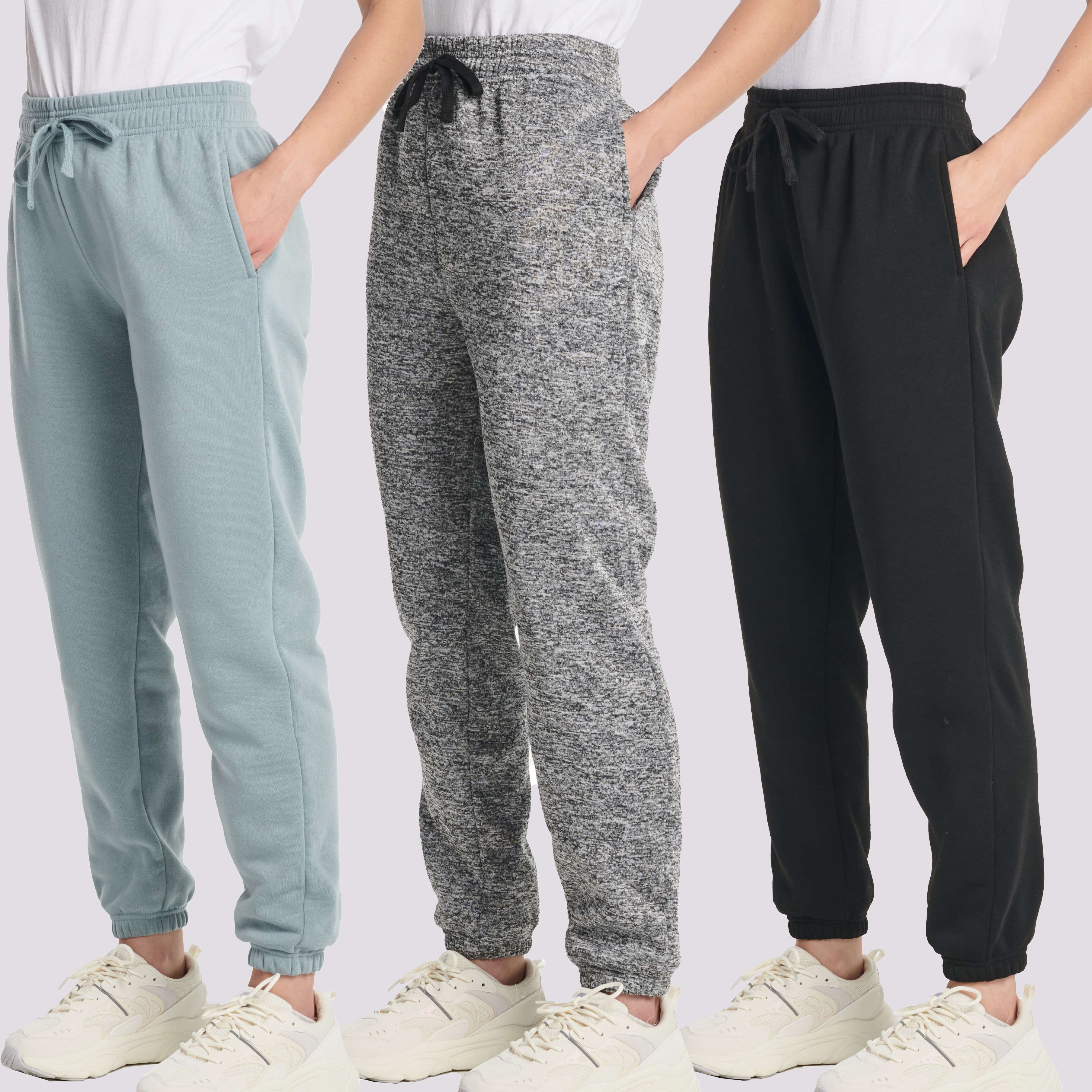 3 Pack: Women's Fleece Jogger Sweatpants with Elastic Cuff (Available in Plus Size)