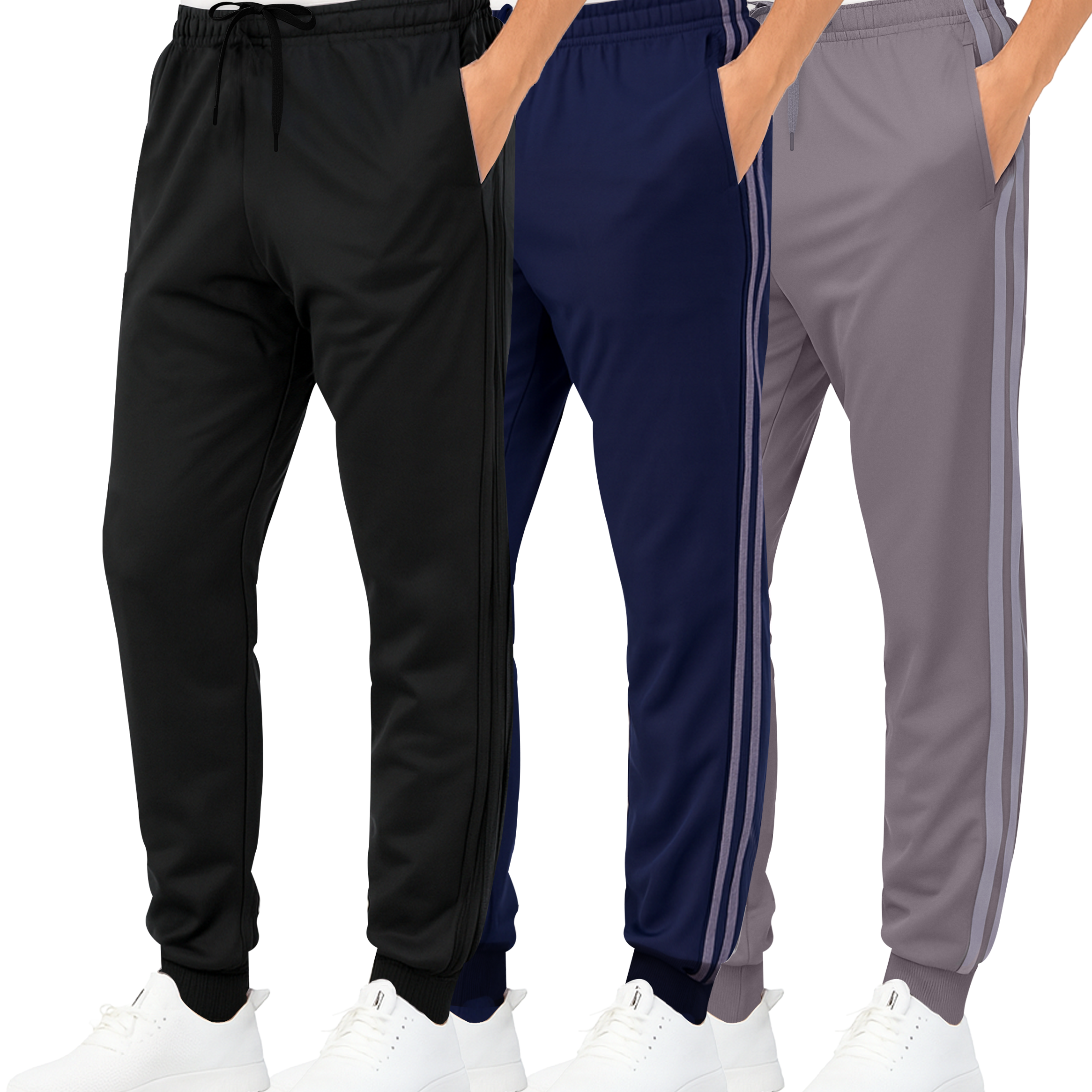 3 Pack: Boys Active Fleece-Lined Tricot Jogger Sweatpants