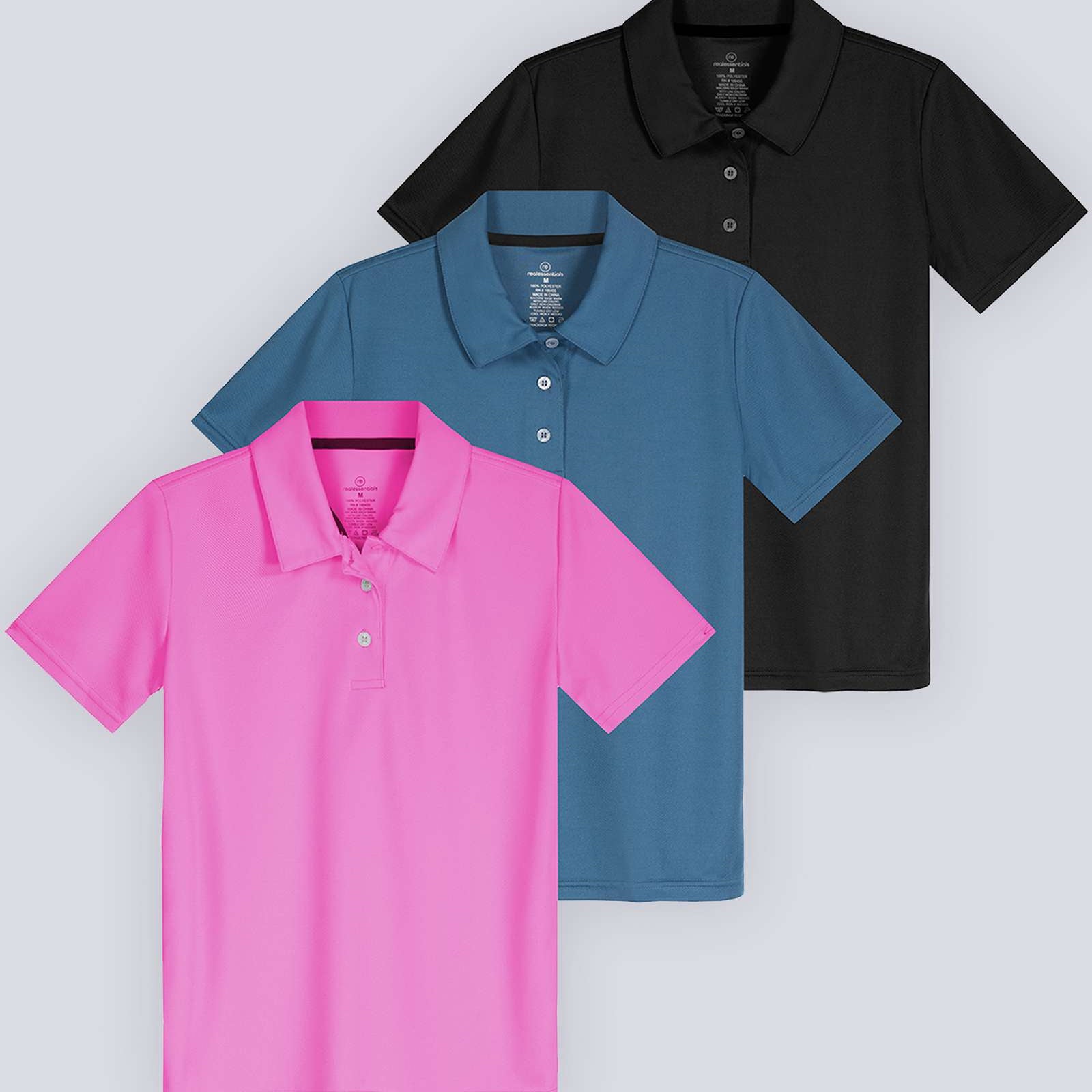 3 Pack: Girls' Short Sleeve Performance Polo