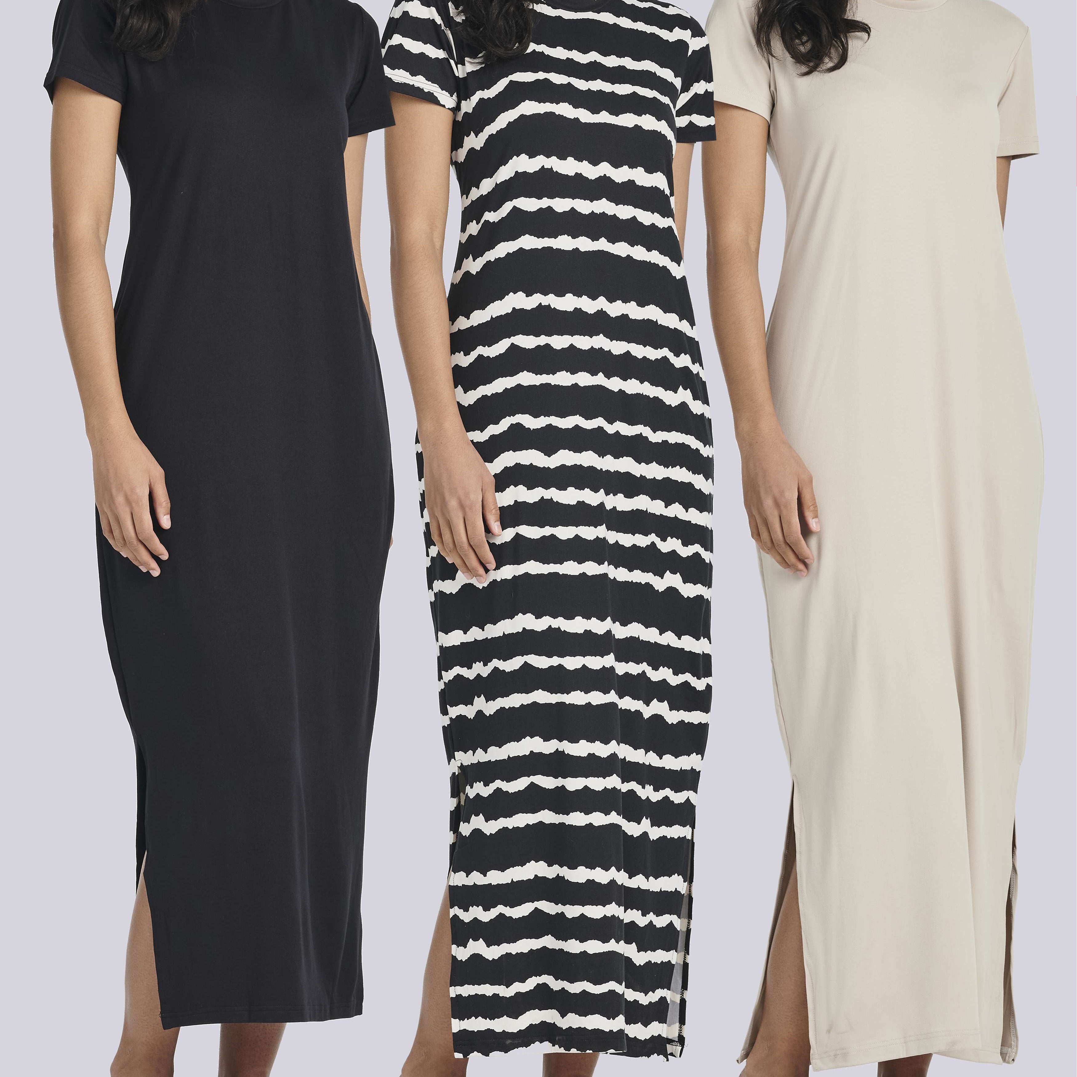 3 Pack: Women’s Casual Short Sleeve Maxi T-Shirt Dress (Available In Plus Size)