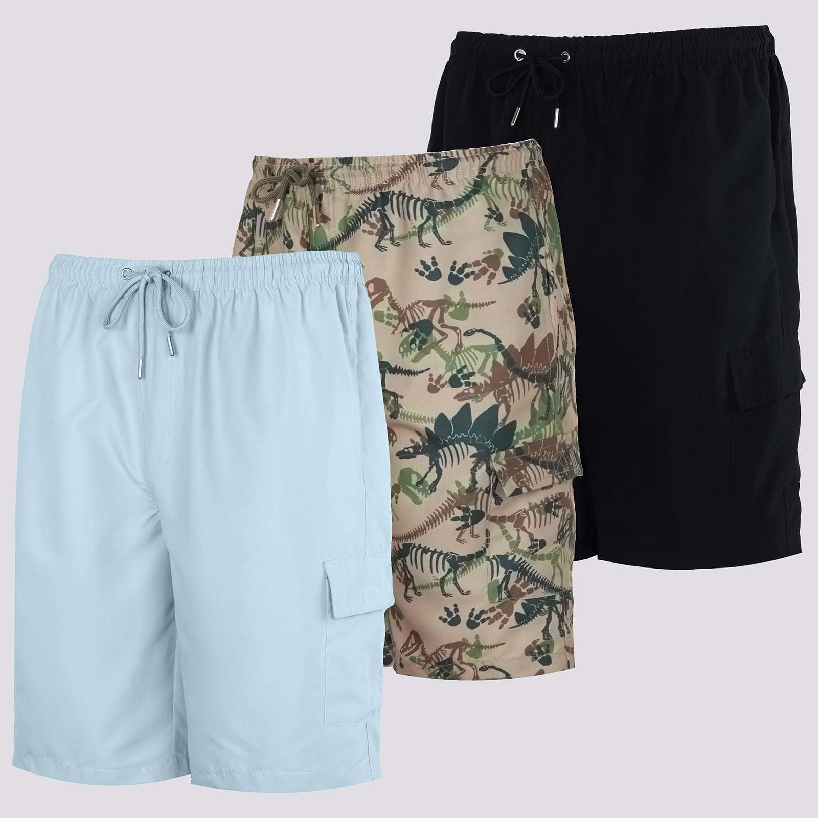 3 Pack: Boys' Swim Trunks with Cargo Pockets