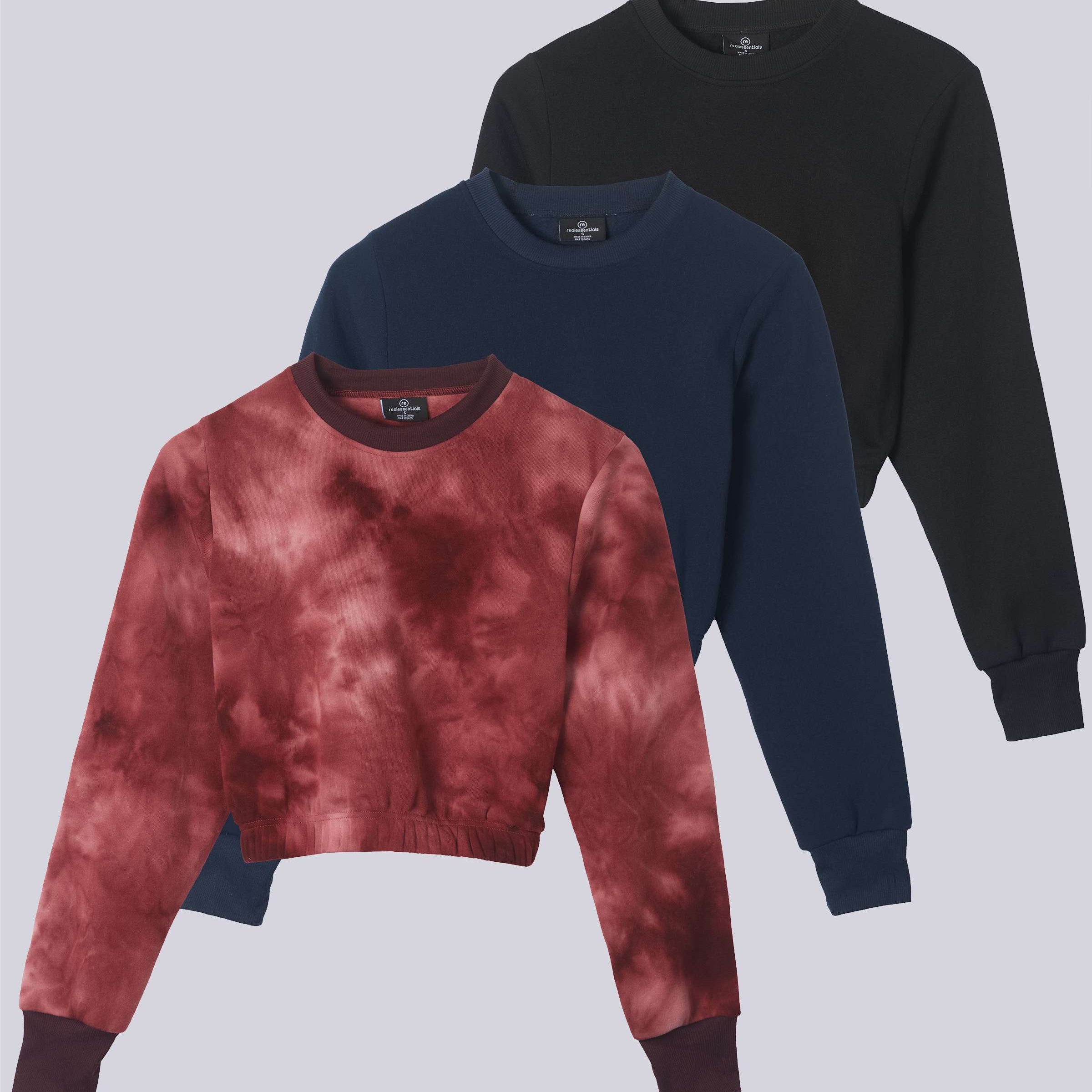 3 Pack: Women's Fleece Cropped Sweatshirt (Available in Plus Size)