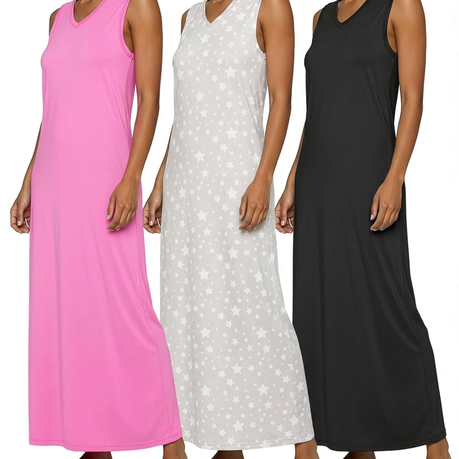 3 Pack: Women's Soft Tank Nightgown (Available in Plus Size)