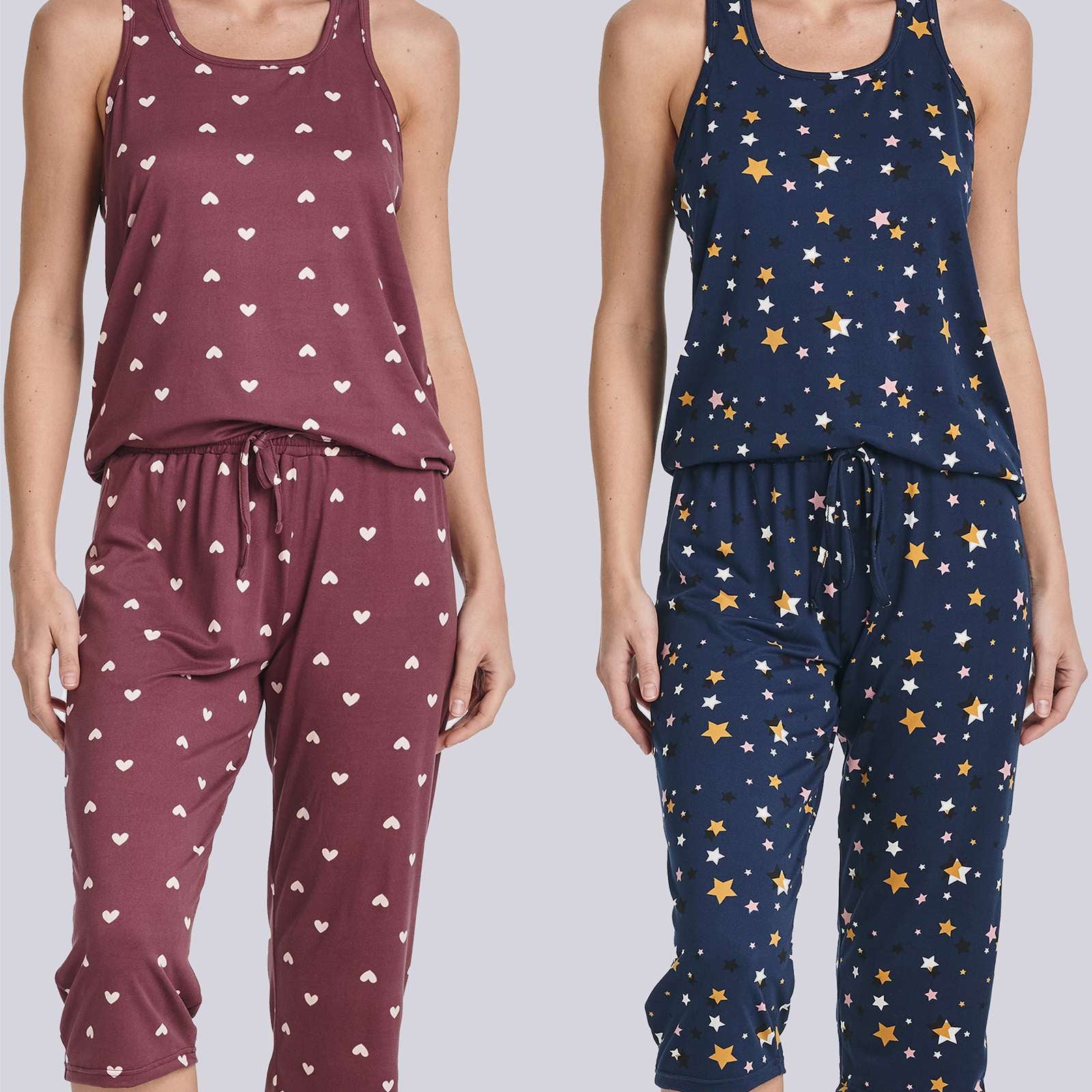 2 Pack: Women's Pajama Set Tank Top and Capri Pants