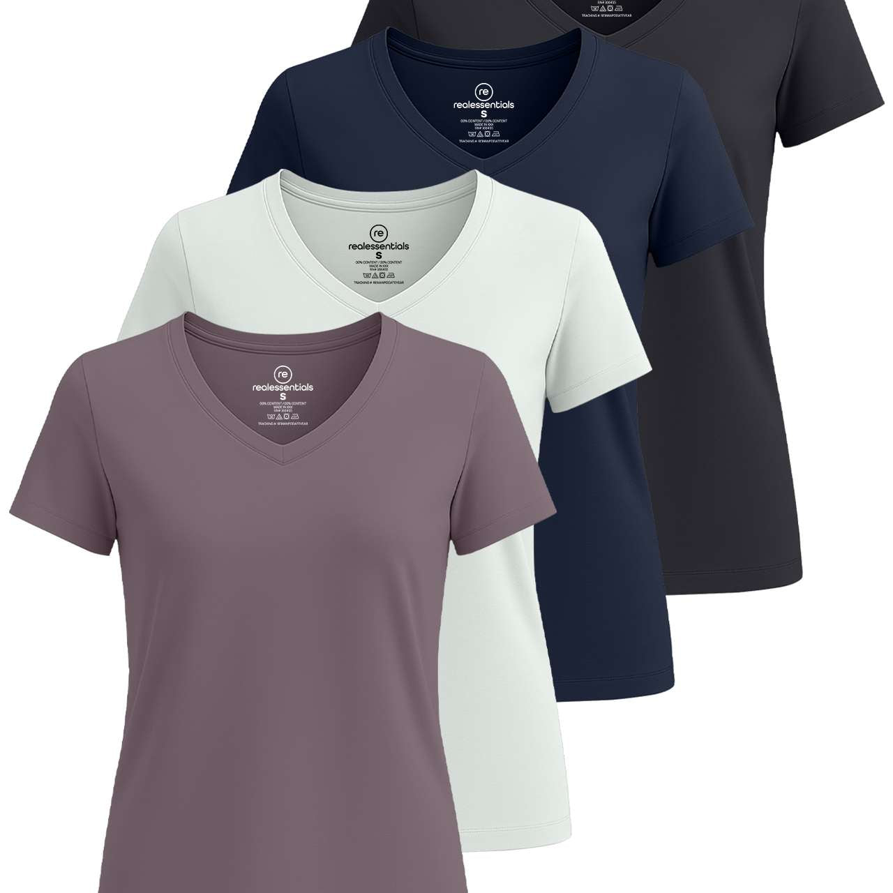 4 Pack: Women's Short-Sleeve V-Neck T-Shirt (Available in Plus Size)