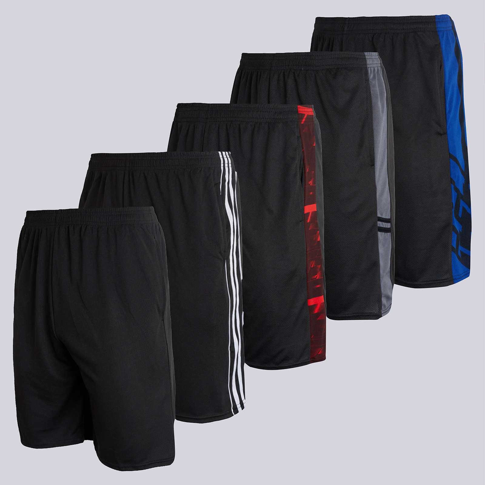 5 Pack: Boys Mesh Active Performance Shorts