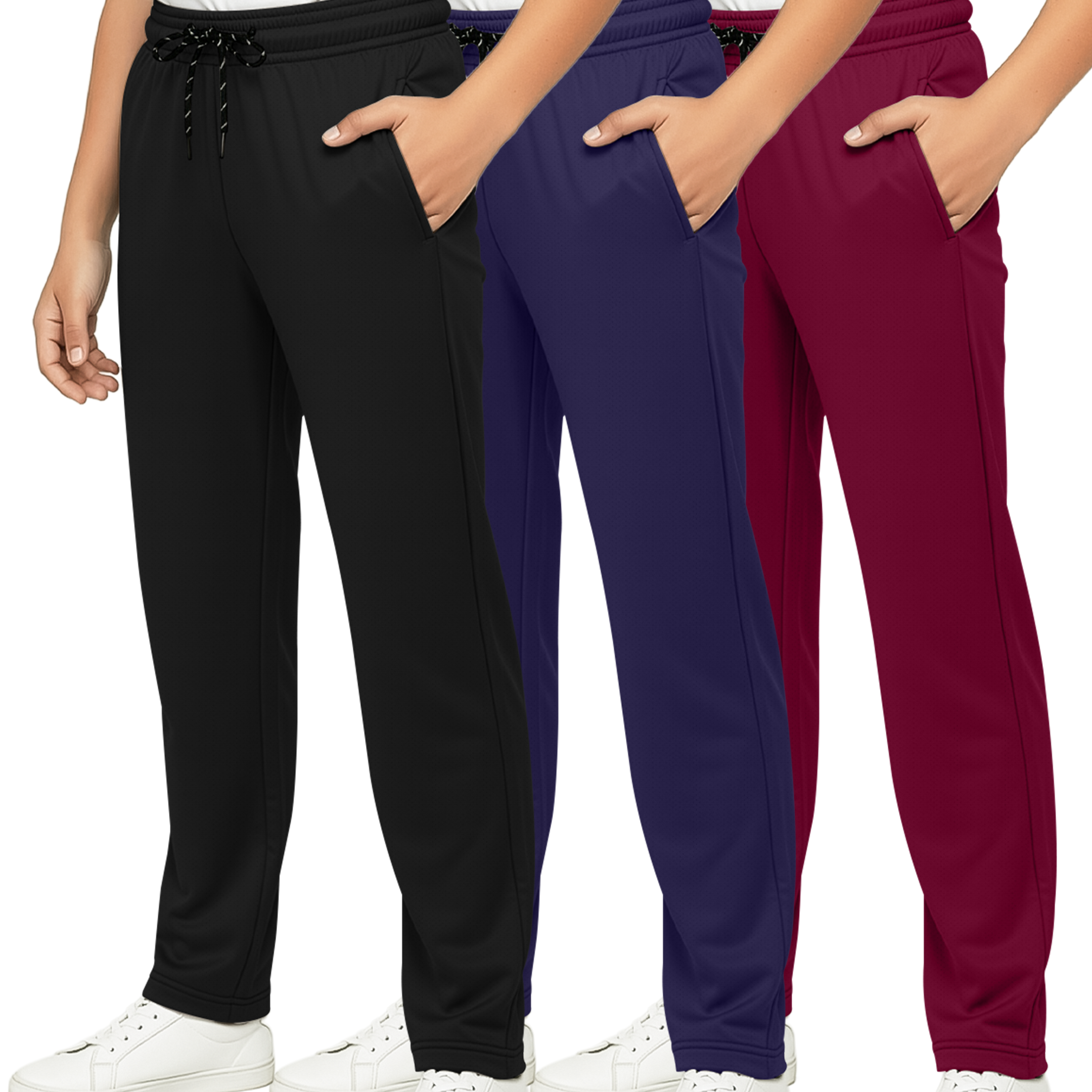 3 Pack: Boys Mesh Open Bottom Active Sweatpants