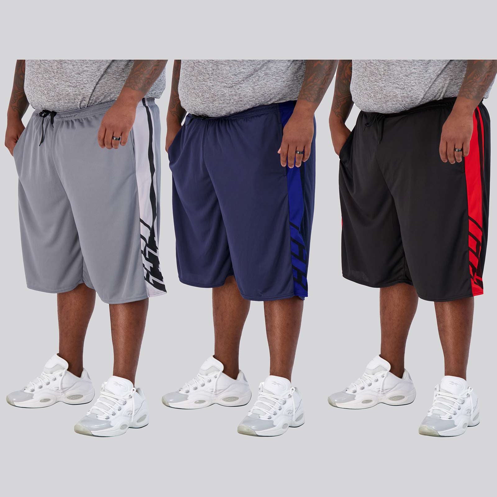 5 Pack: Mens Mesh Active Basketball Shorts (3X-5X)