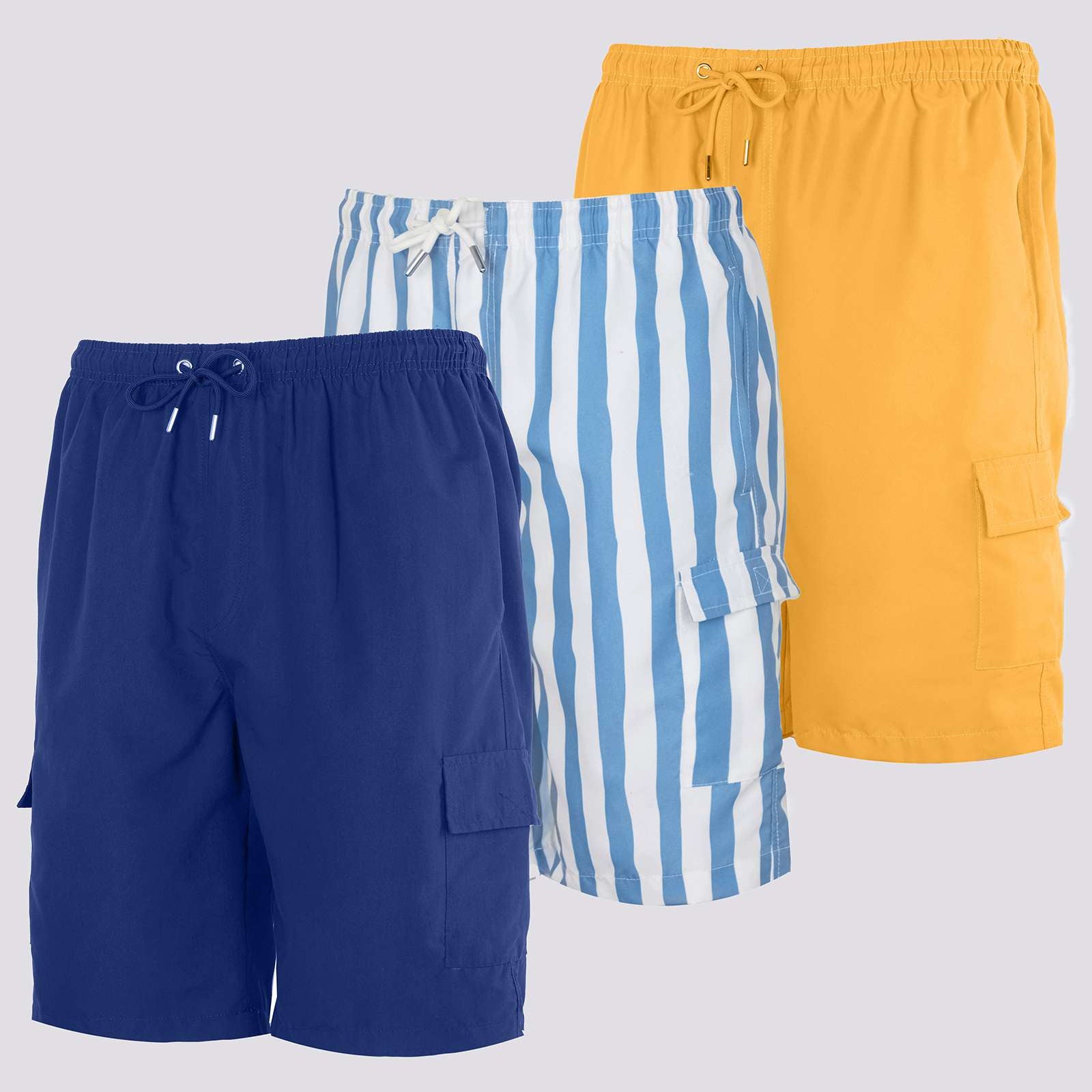 3 Pack: Boys' Swim Trunks with Cargo Pockets