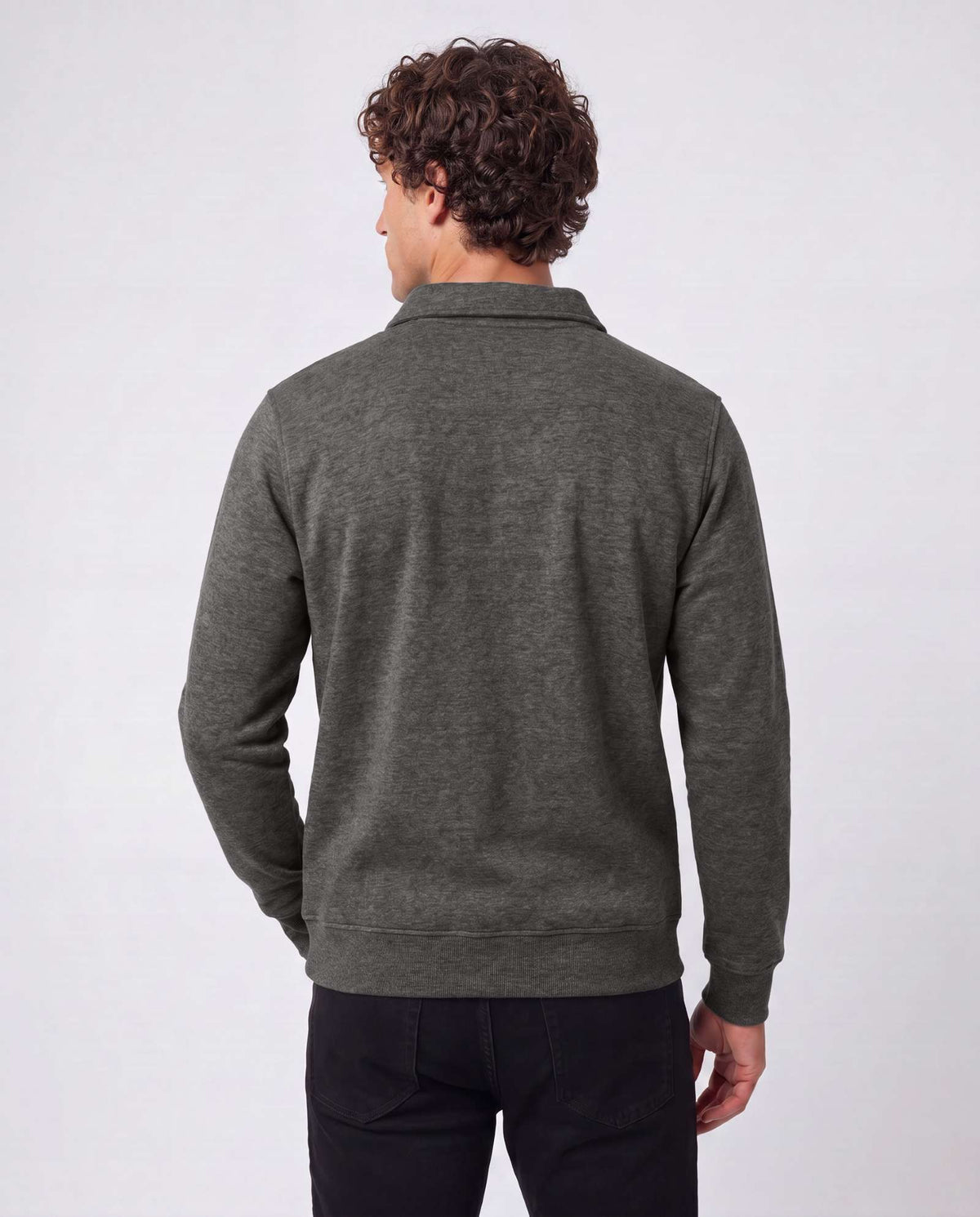 Real Essentials 2 Pack Mens Fleece Quarter Zip Sweatshirt Sweater Collared Long Sleeve Top - Solid Navy Blazer, Charcoal Heather