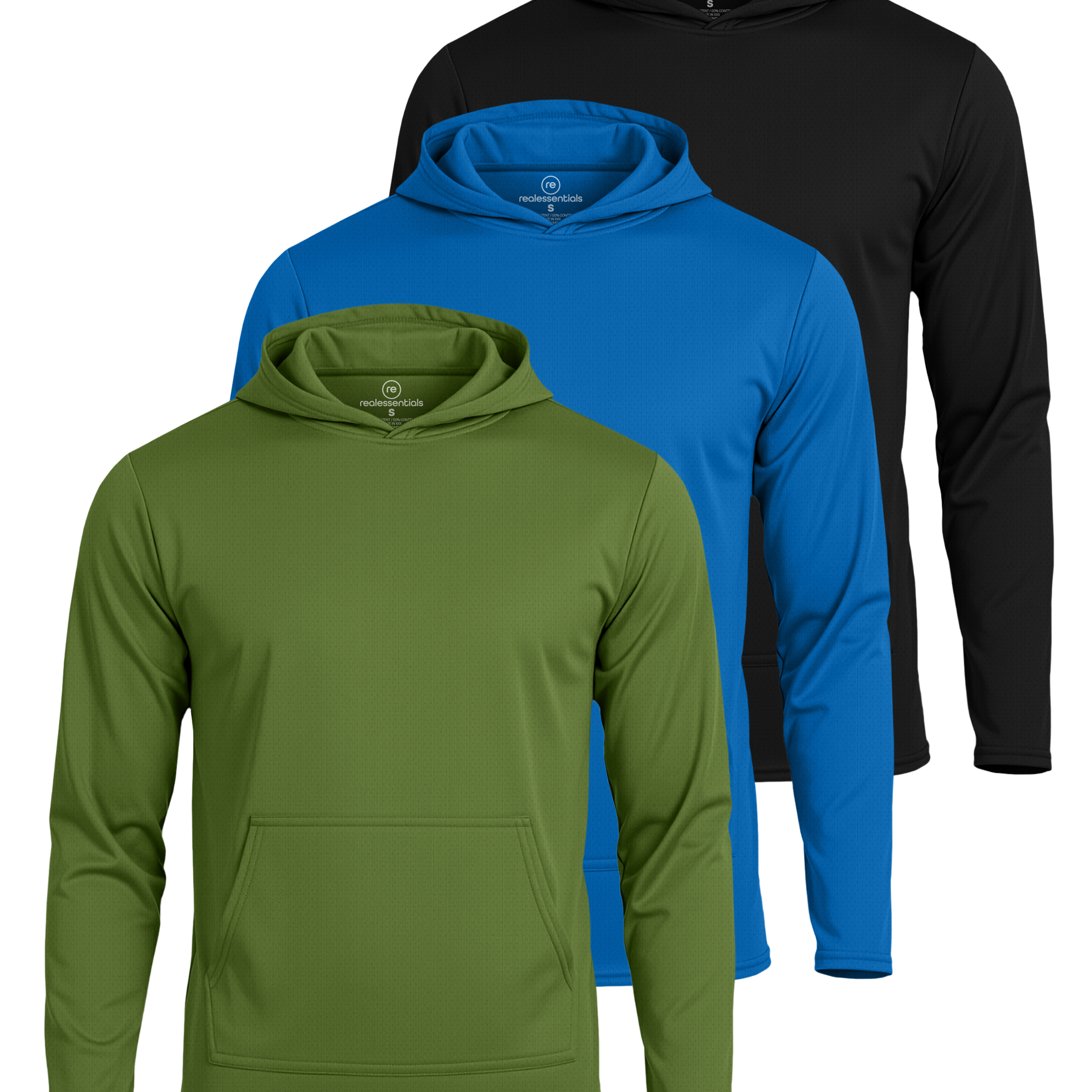 3 Pack: Mens Mesh Pullover Hoodie