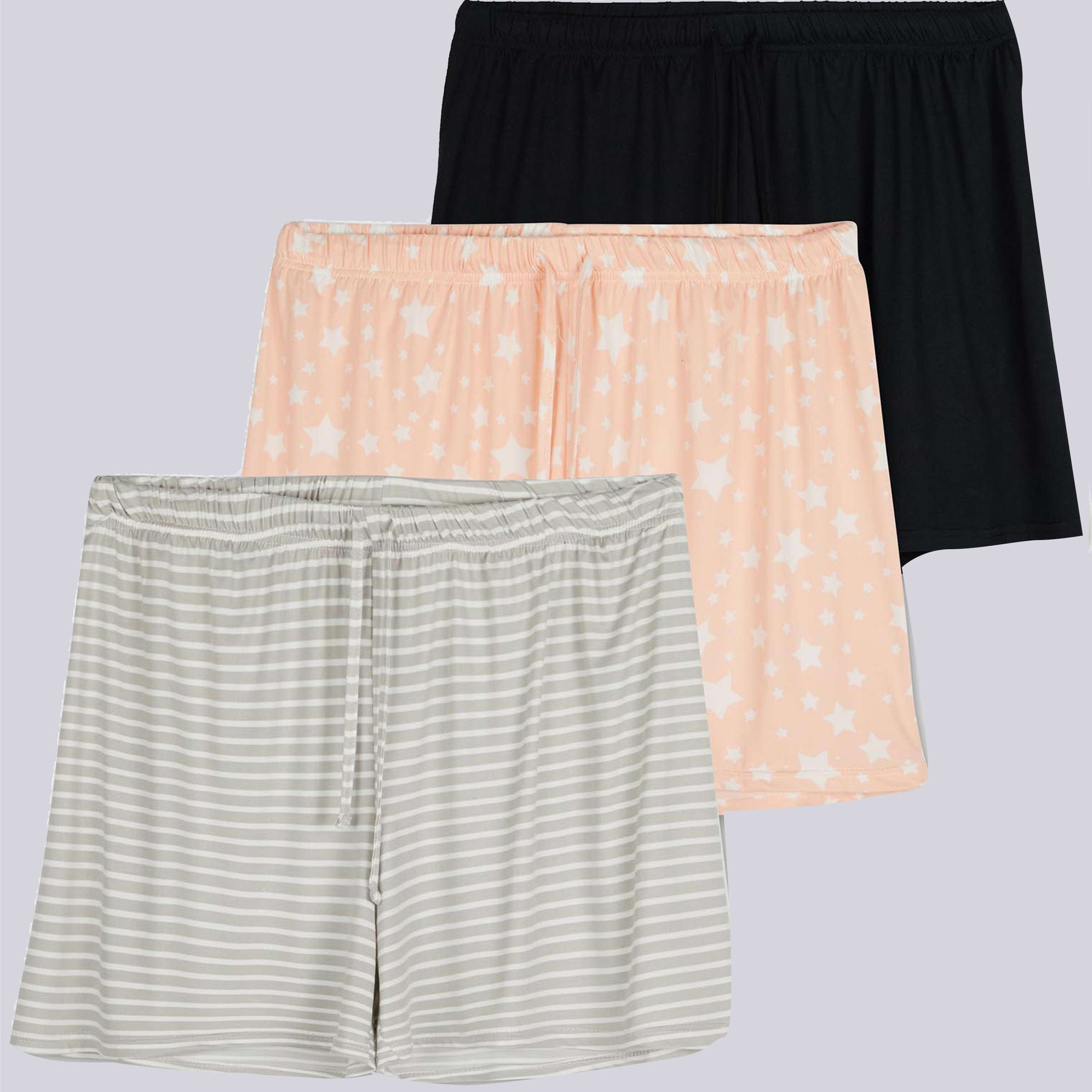 3 Pack: Womens Ultra-Soft Pajama Lounge Shorts