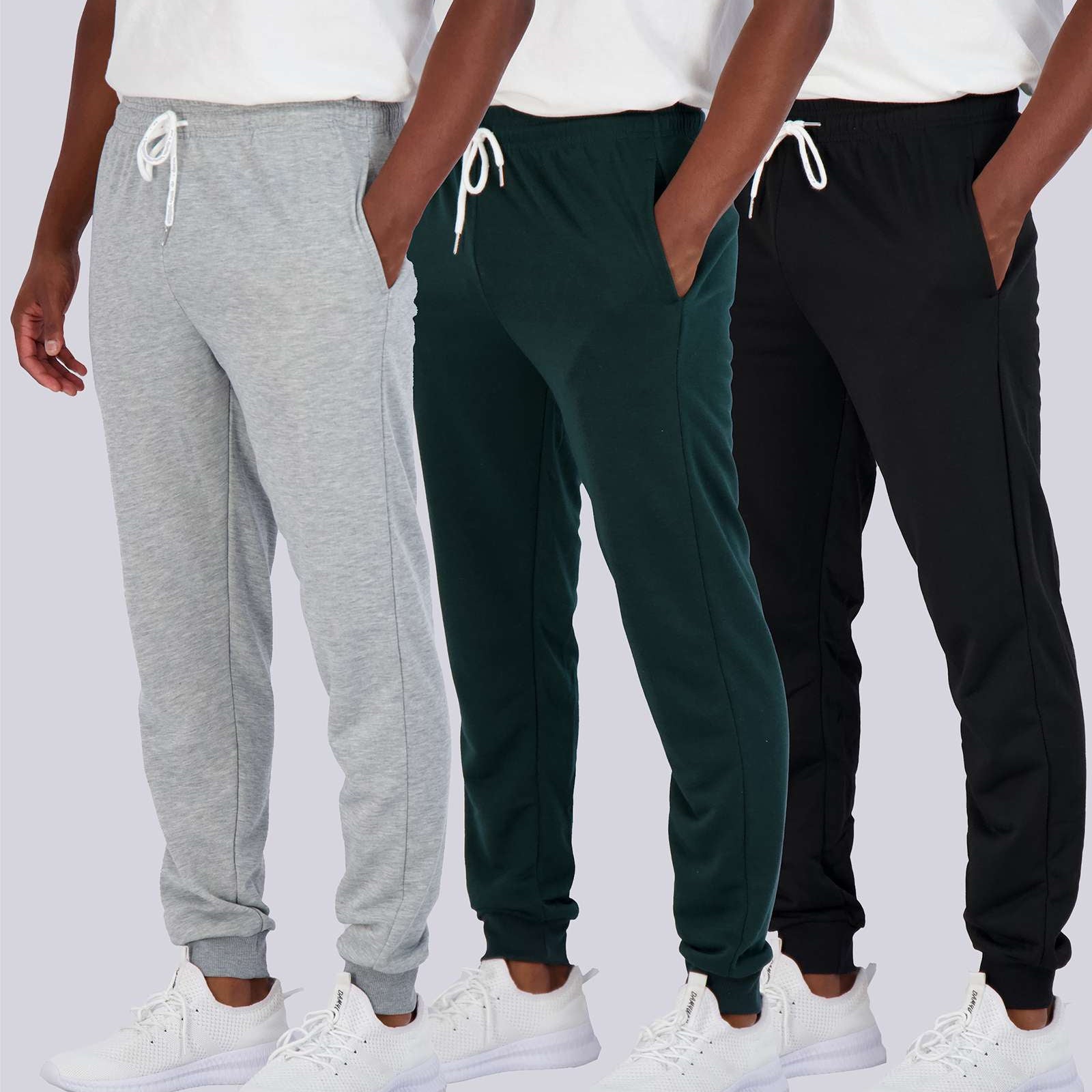 3 Pack: Mens French Terry Casual Jogger Sweatpants