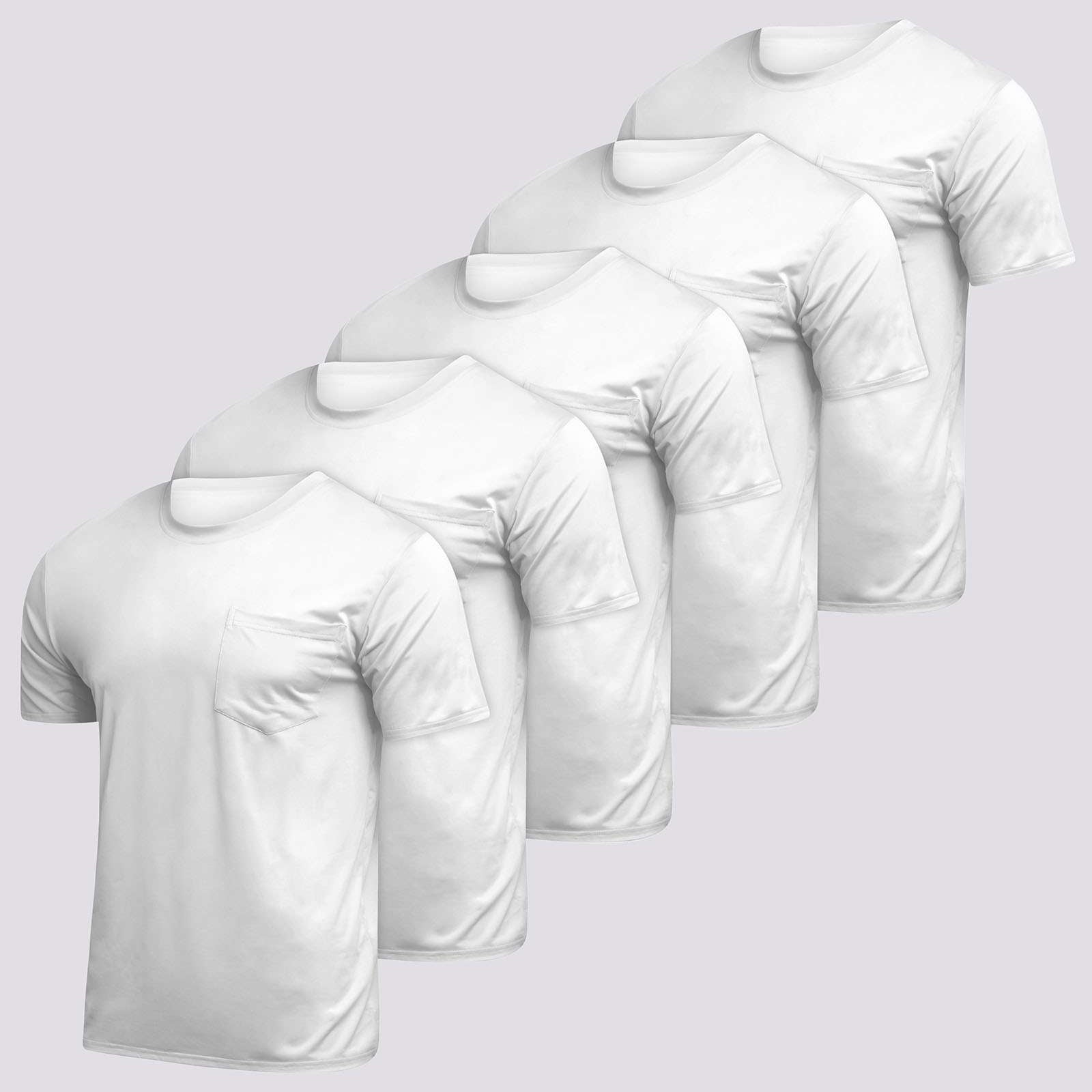 5 Pack: Boys & Girls Youth Dry-Fit Moisture Wicking Active Athletic Performance Short-Sleeve Pocket T-Shirt