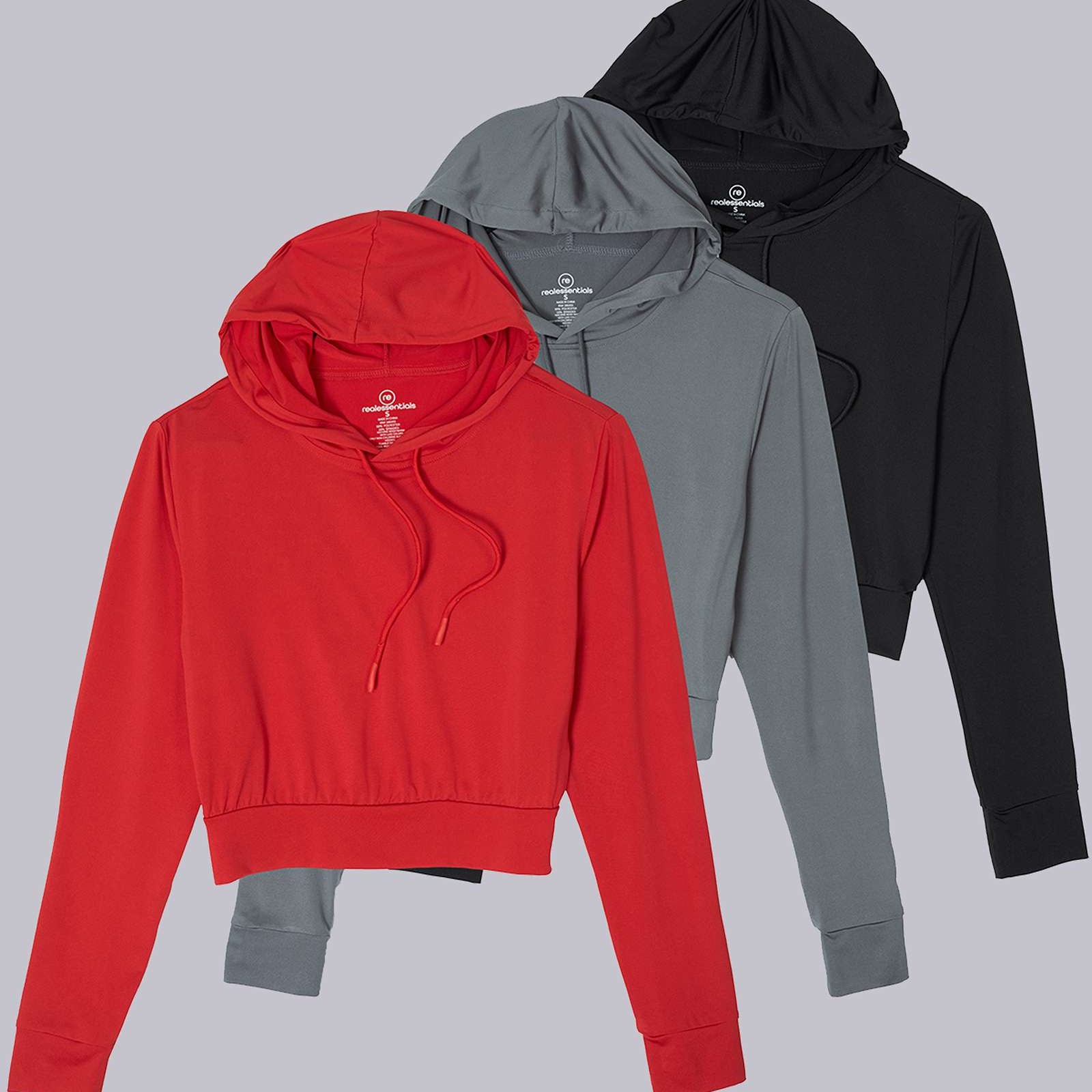 3 Pack: Women's Long Sleeve Cropped Hoodie