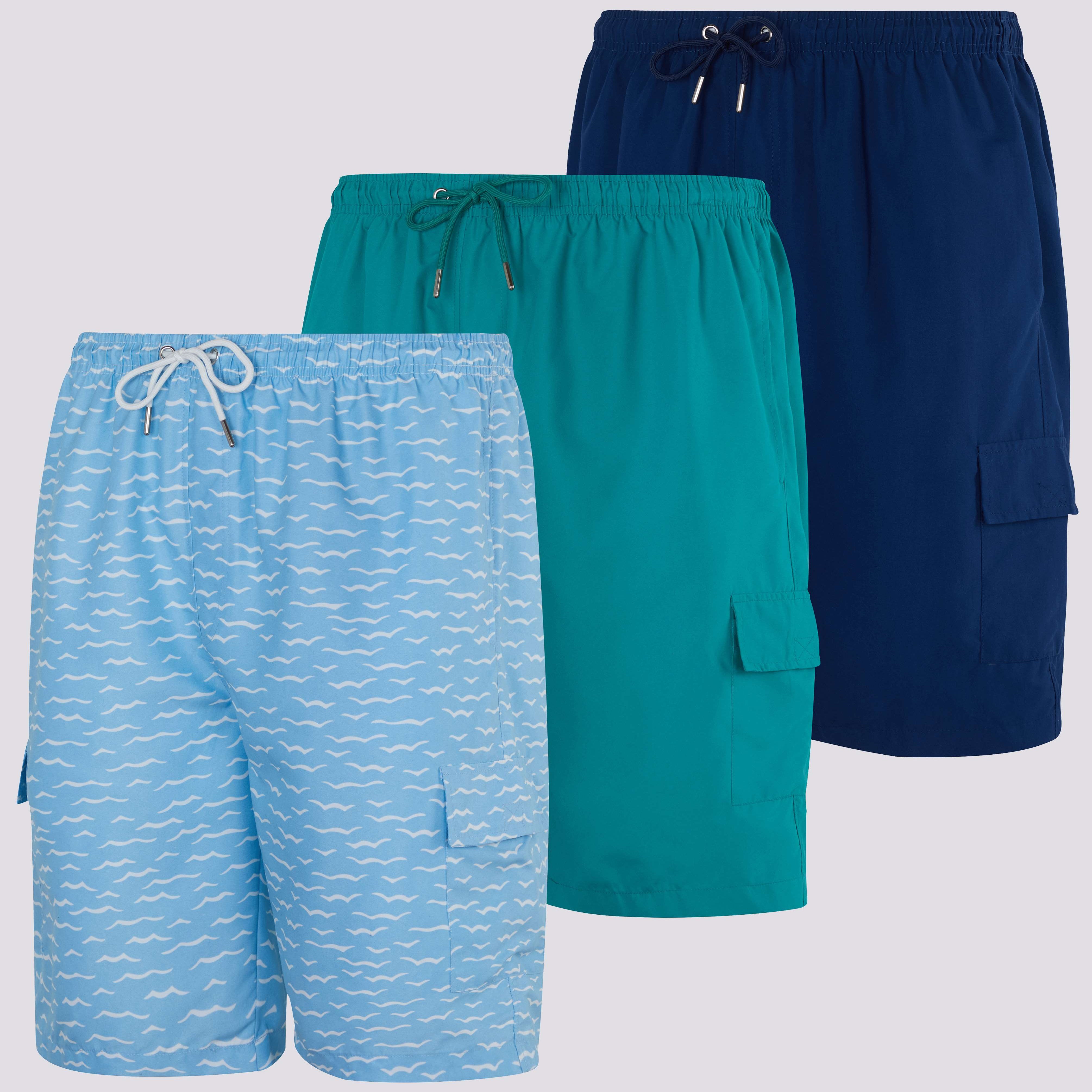 3 Pack: Men's Swim Trunks with Cargo Pockets (Available In Big & Tall)