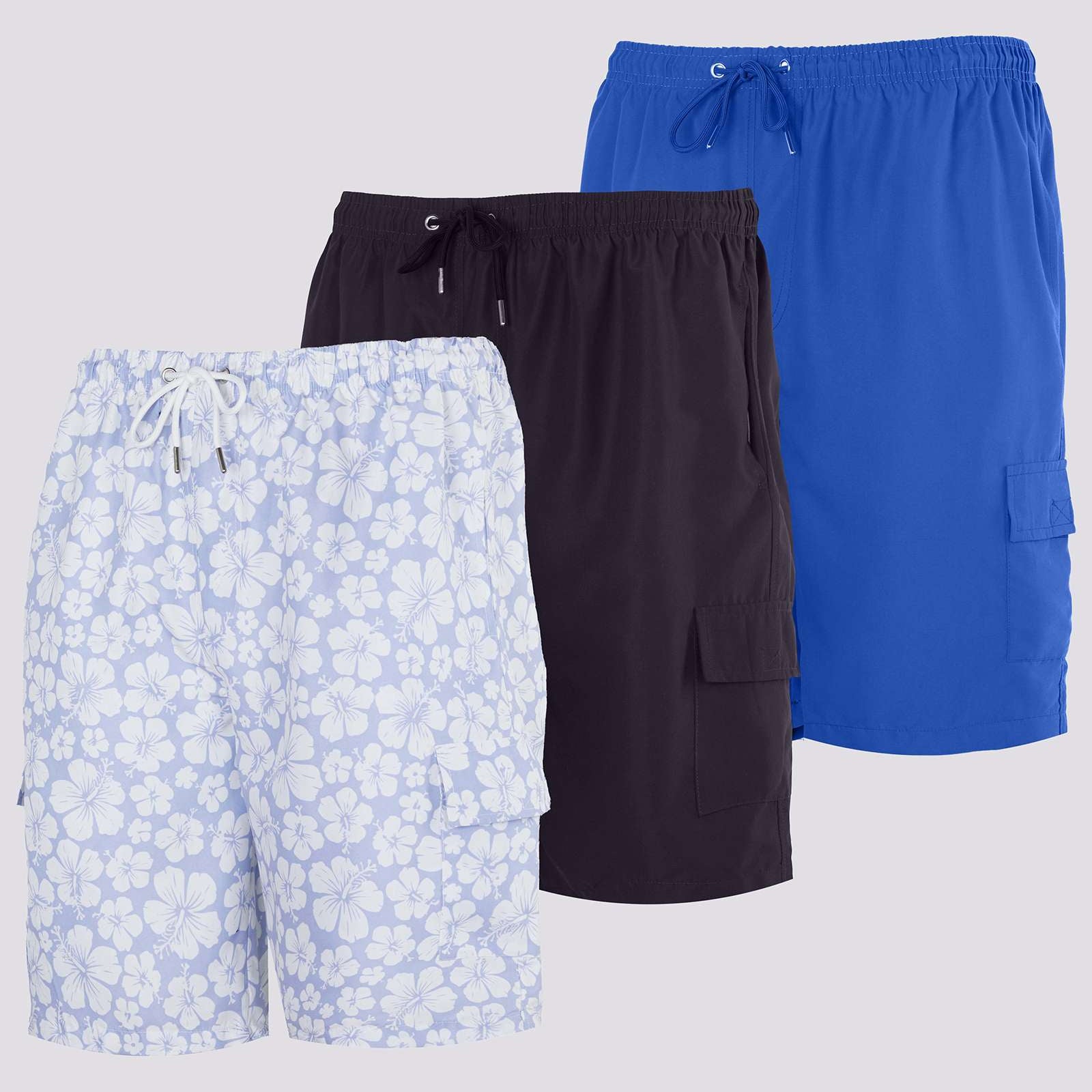 3 Pack: Boys' Swim Trunks with Cargo Pockets