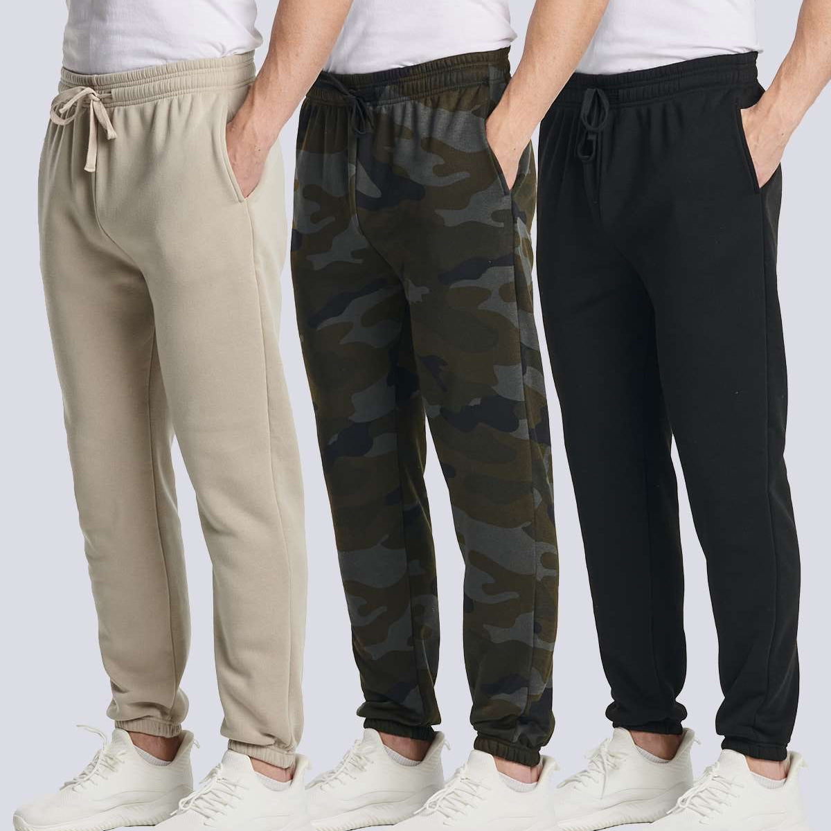 3 Pack: Men's Fleece Jogger Sweatpants (Available in Big & Tall)