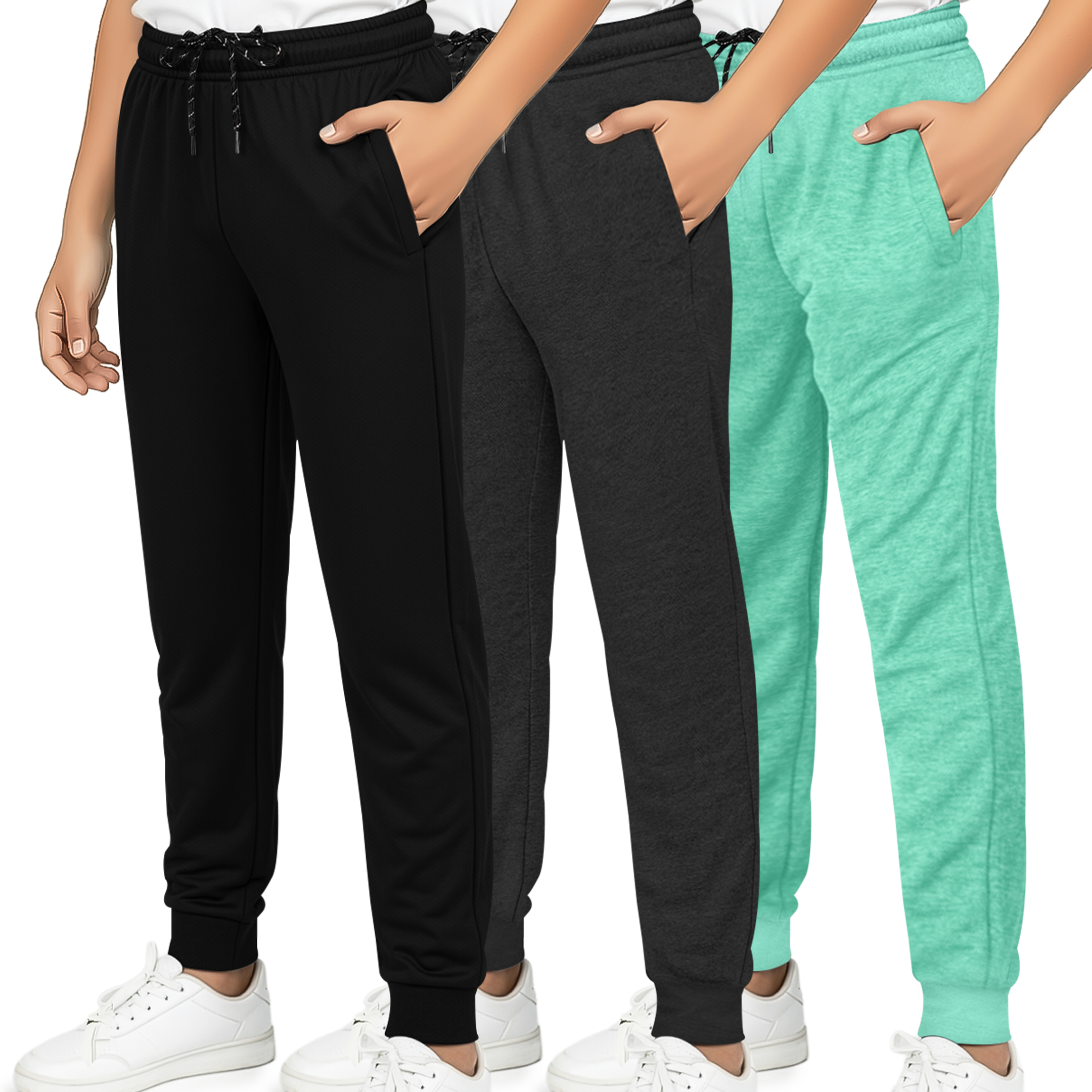 3 Pack: Boys Mesh Active Casual Jogger Sweatpants