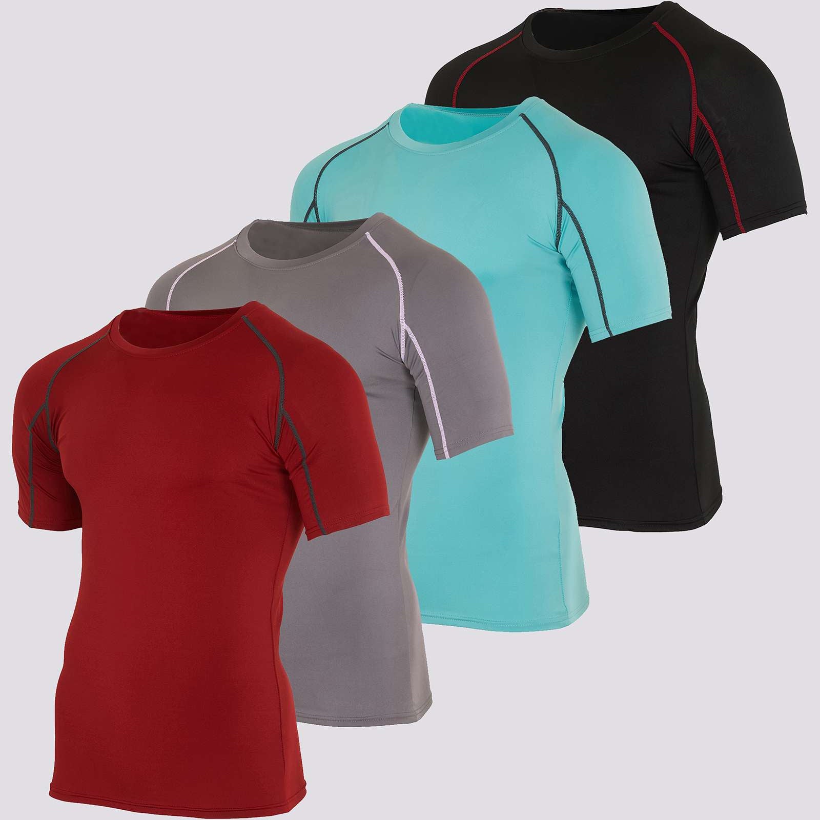 4 Pack: Mens Short Sleeve Compression Shirt