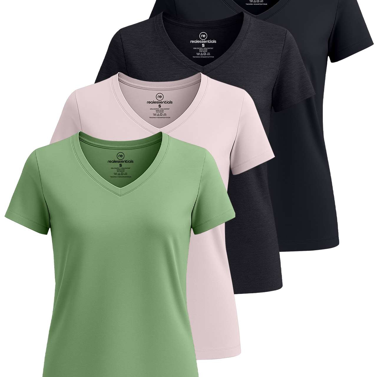 4 Pack: Women's Short-Sleeve V-Neck T-Shirt (Available in Plus Size)