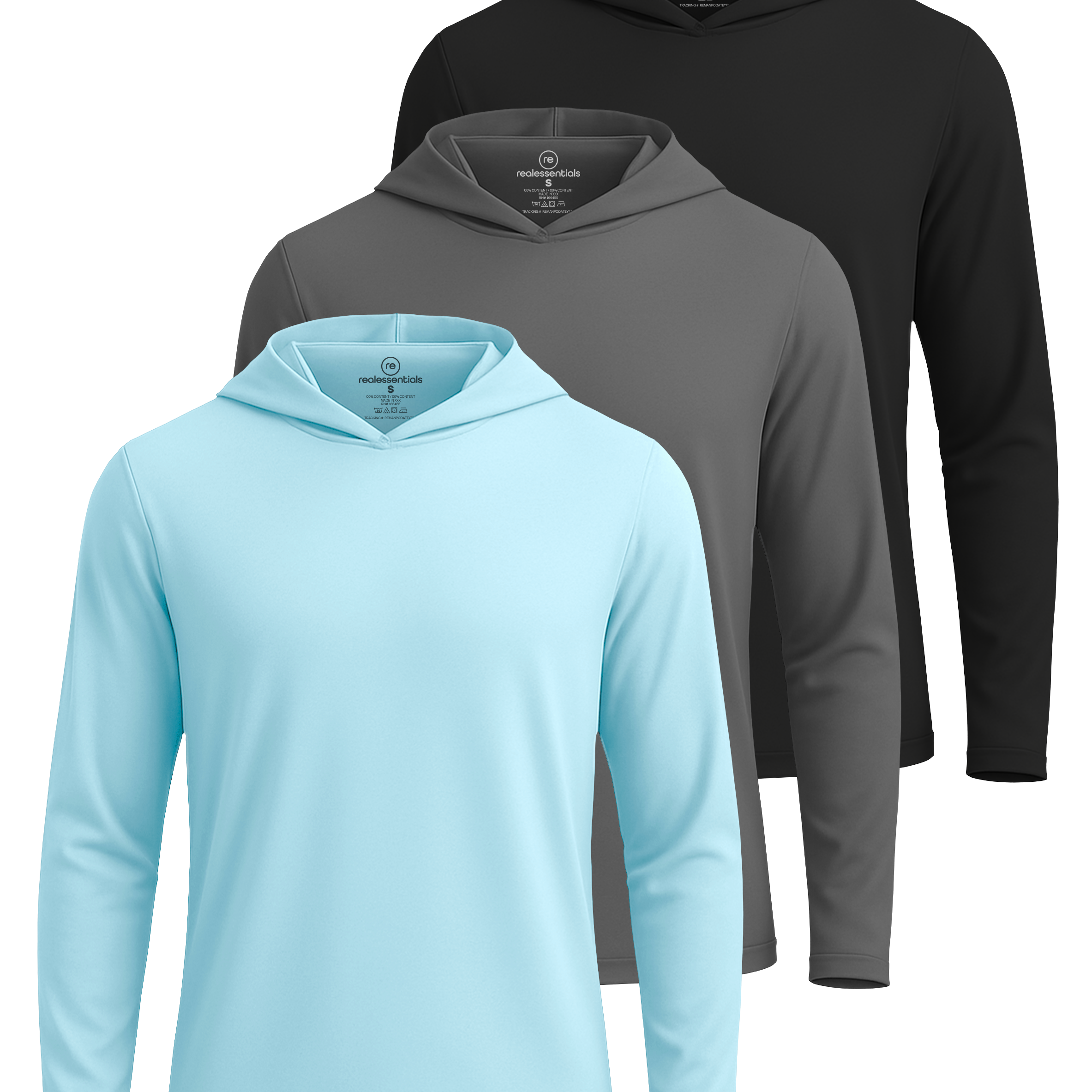 3 Pack: Mens Dry Fit Active Hoodie Pullover Sweatshirt
