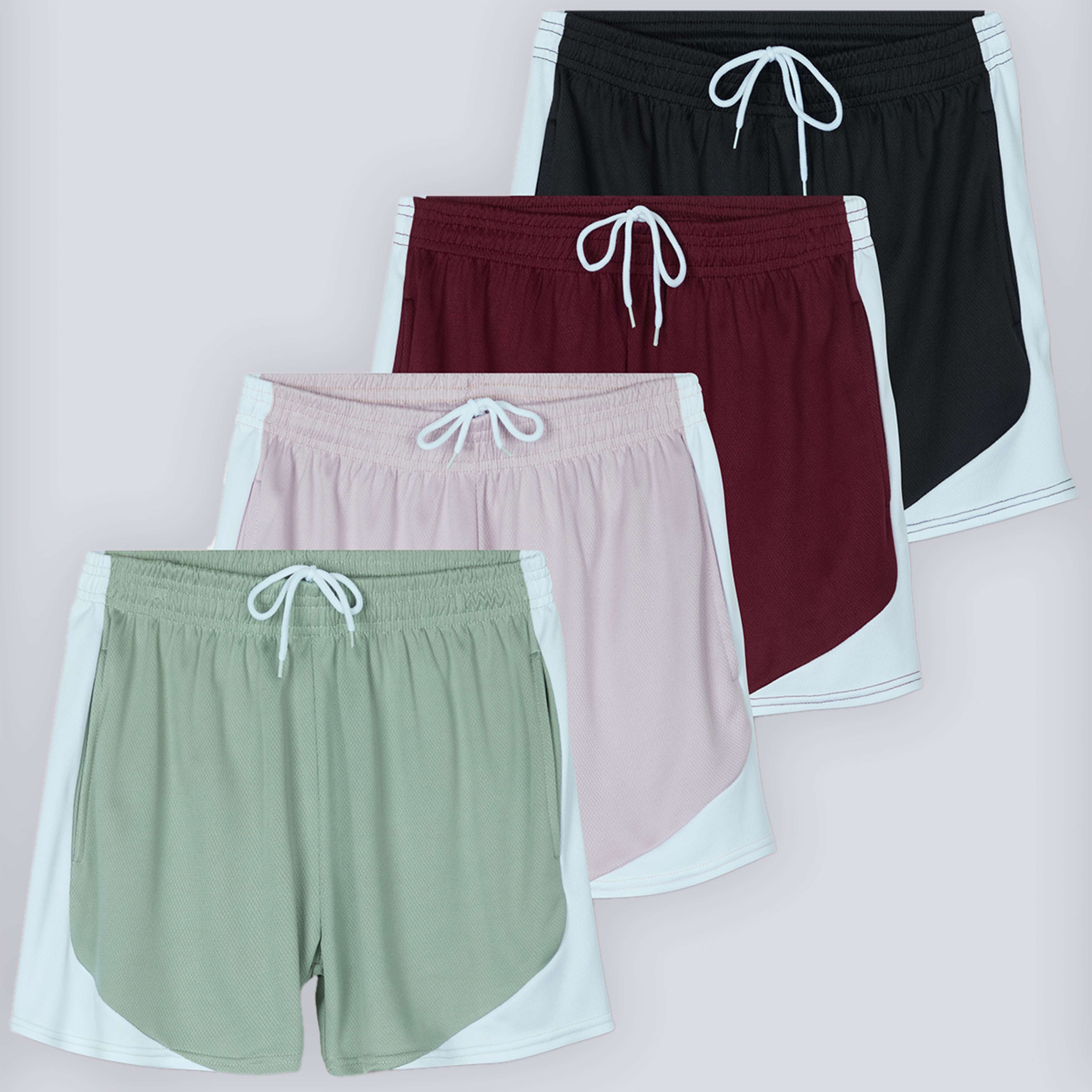 4 Pack: Womens Active Mesh Shorts