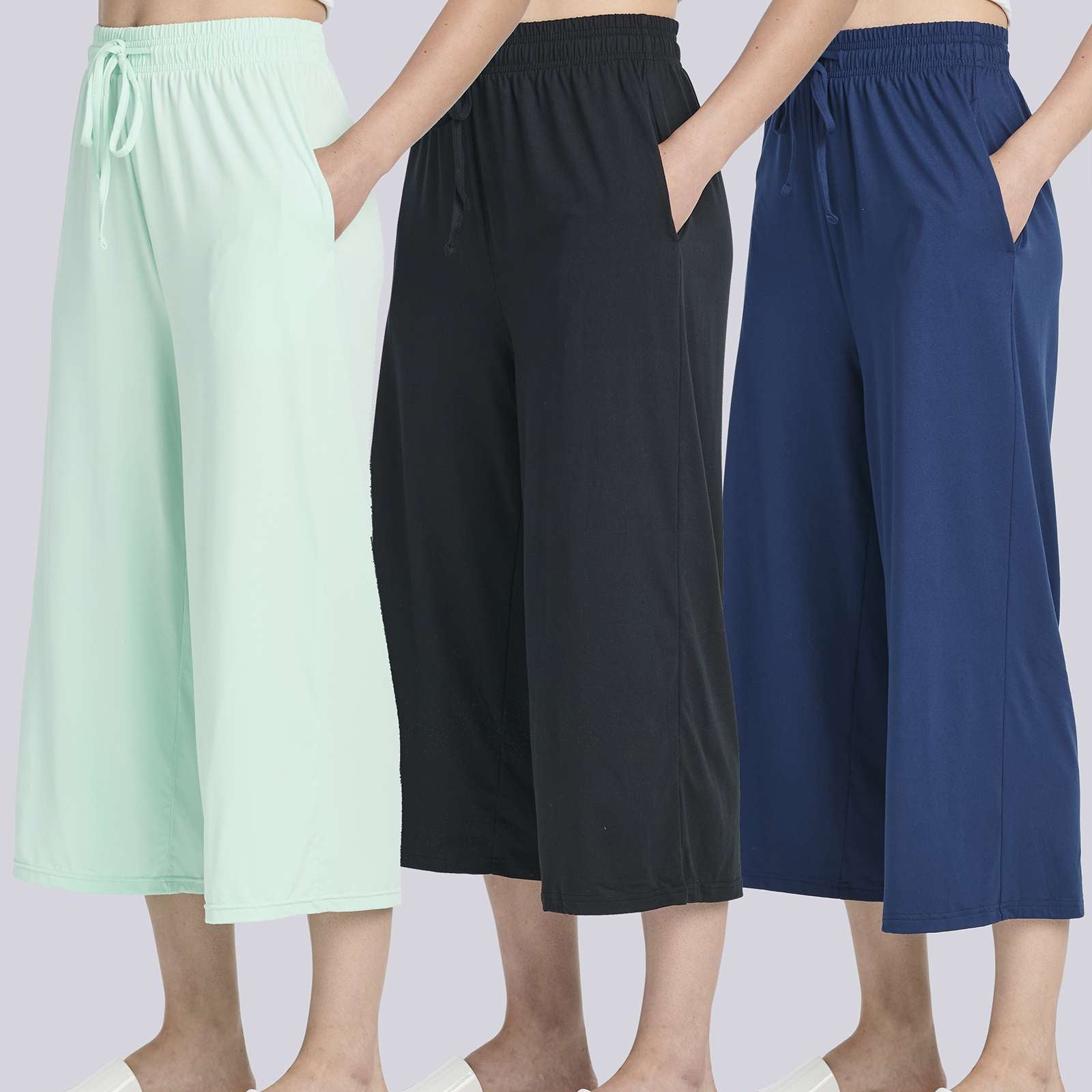 3 Pack: Women's Ultra-Soft Wide Leg Capri Pants