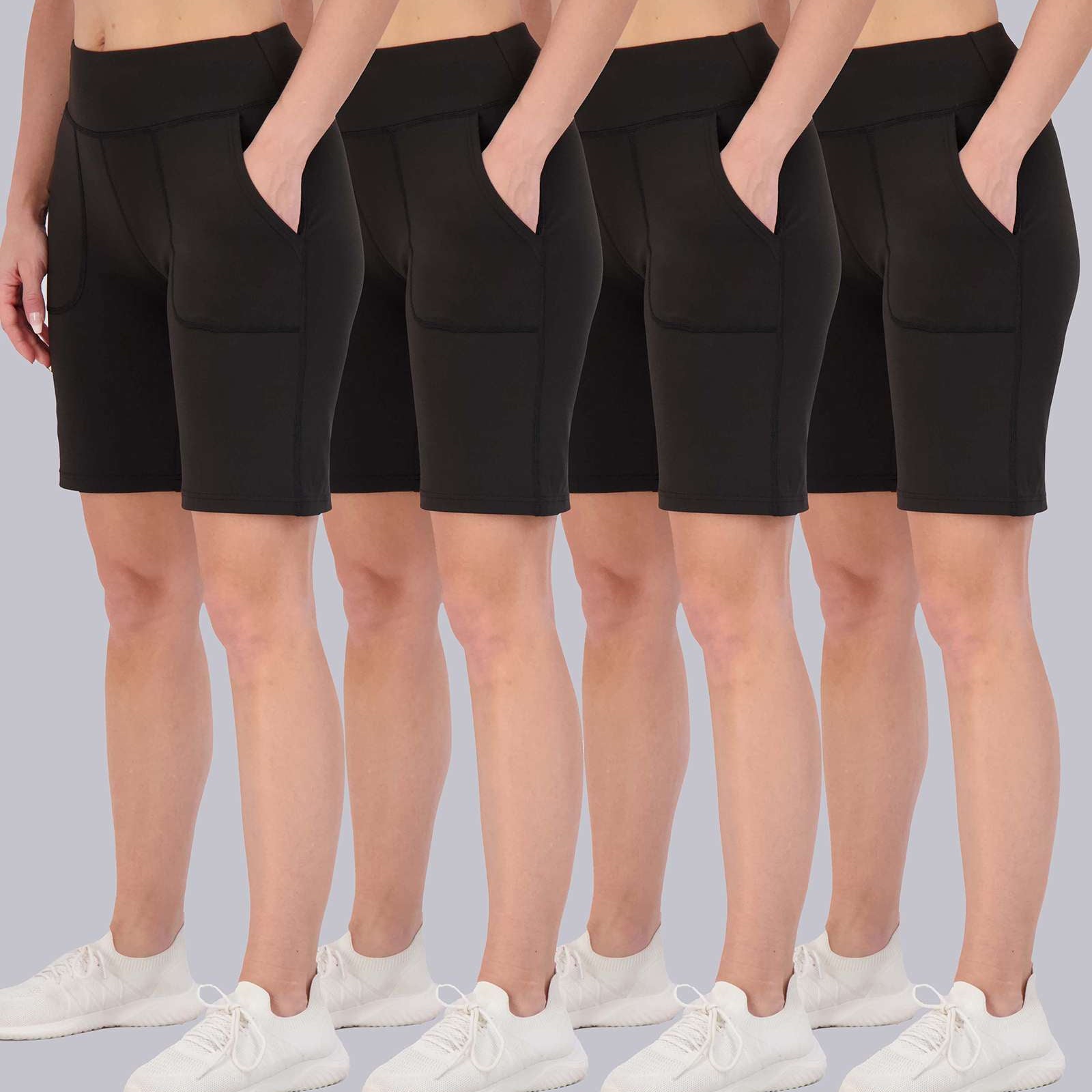 4 Pack: Women's 9" Bermuda Shorts with Pockets