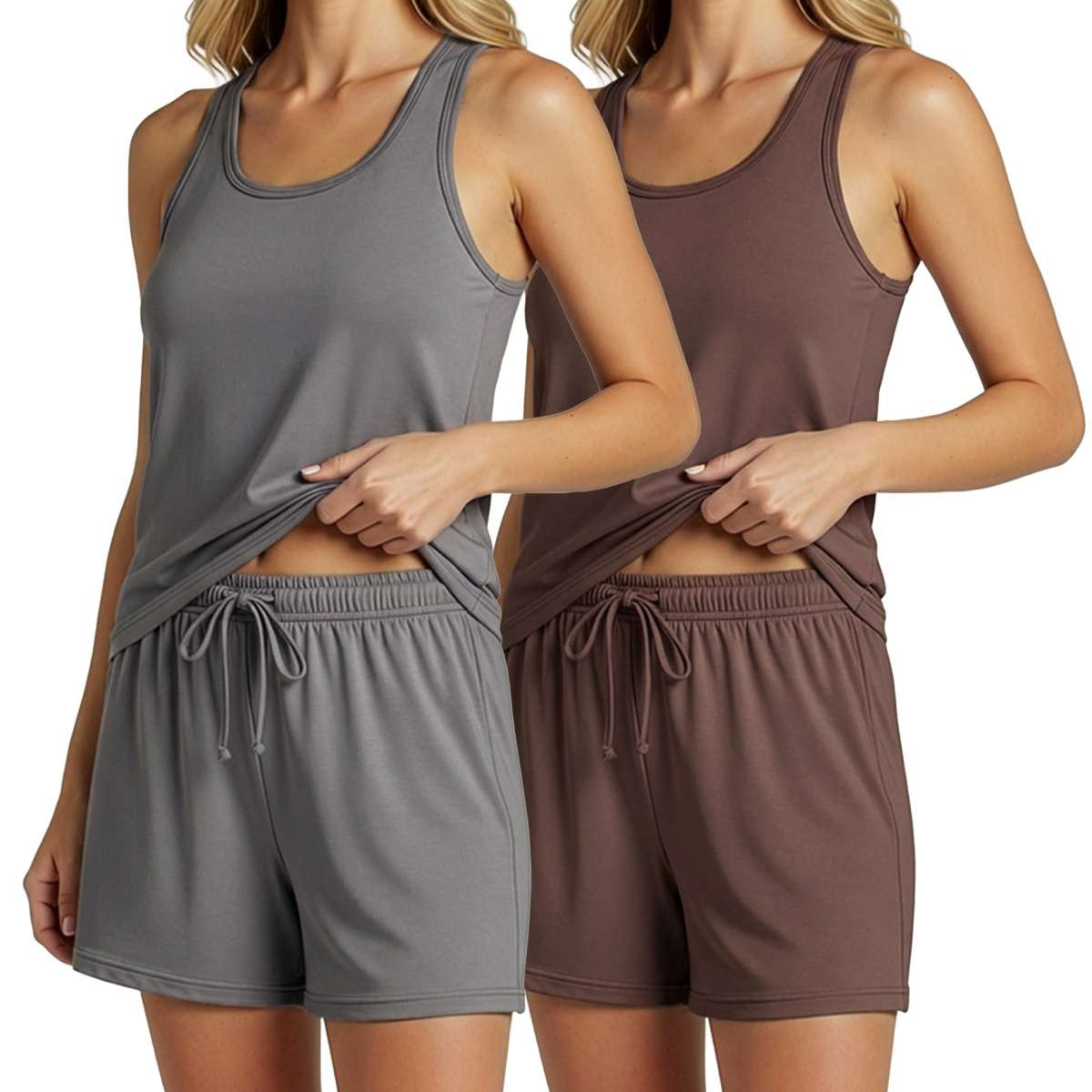 4 Pack: Women's Super-Soft Tank Top and Short Pajama Set (Available in Plus Size)