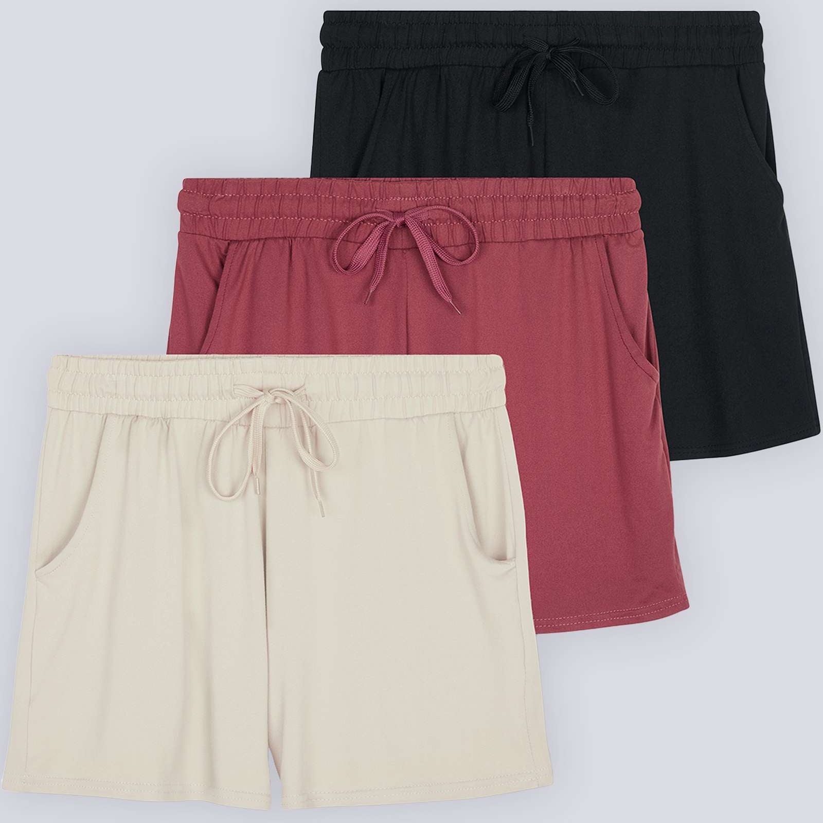 3 Pack: Girls' Lounge Comfy Shorts with Drawstring