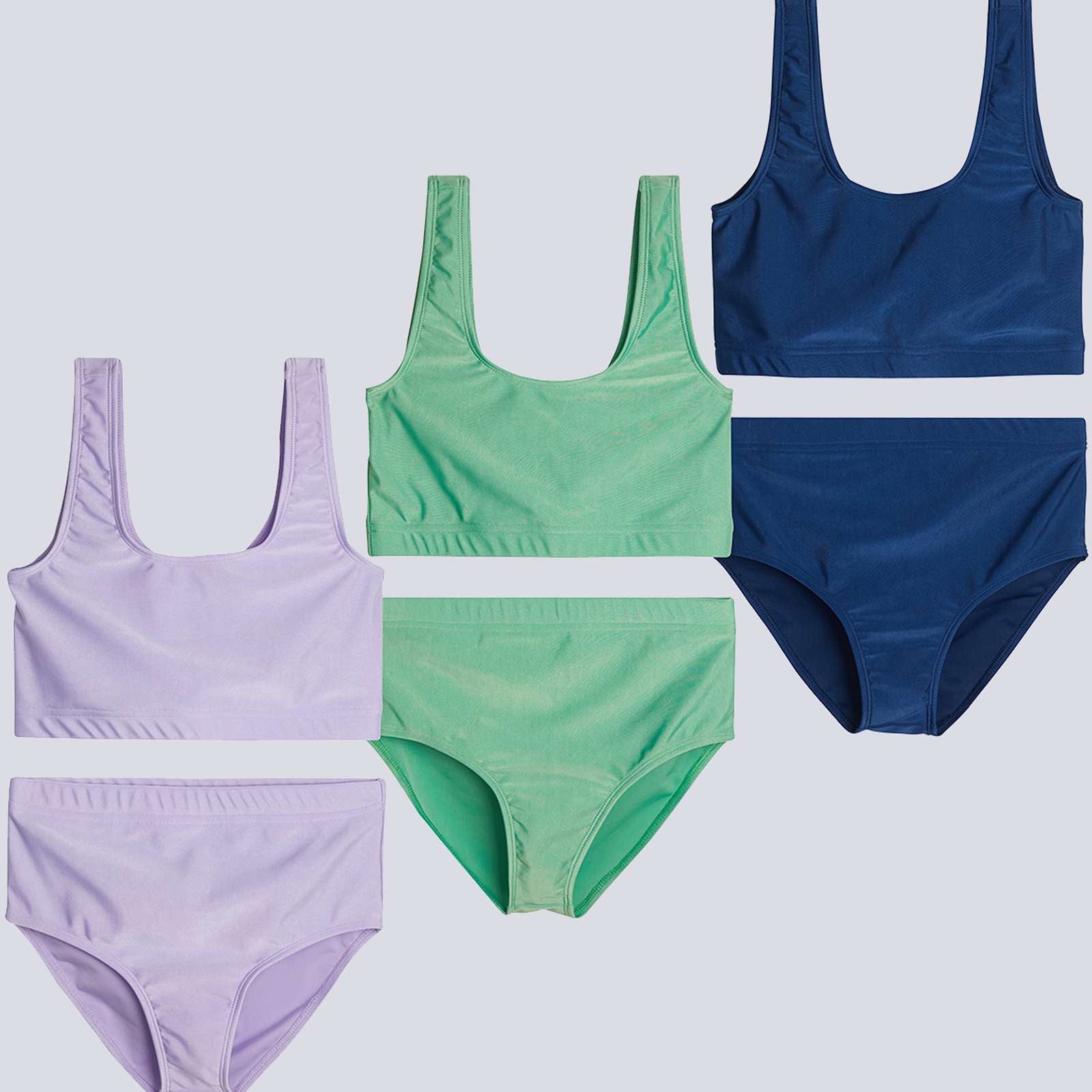 3 Pack: Girl's 2-Piece Beach Sport Bikini Swimsuit - Swimwear for Girls UPF 50+