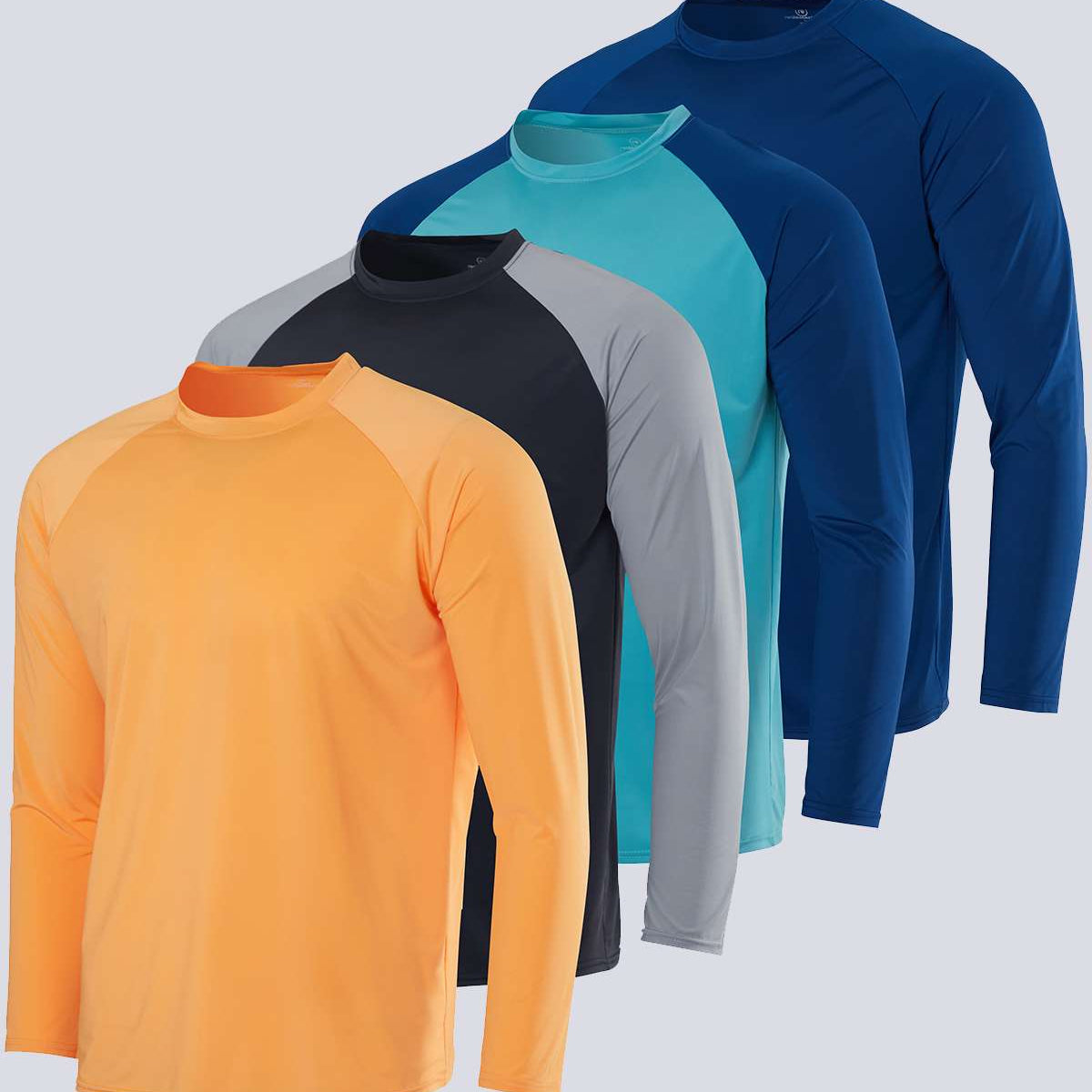 4 Pack: Men's Long Sleeve Rash Guard Shirt (Available In Big & Tall)