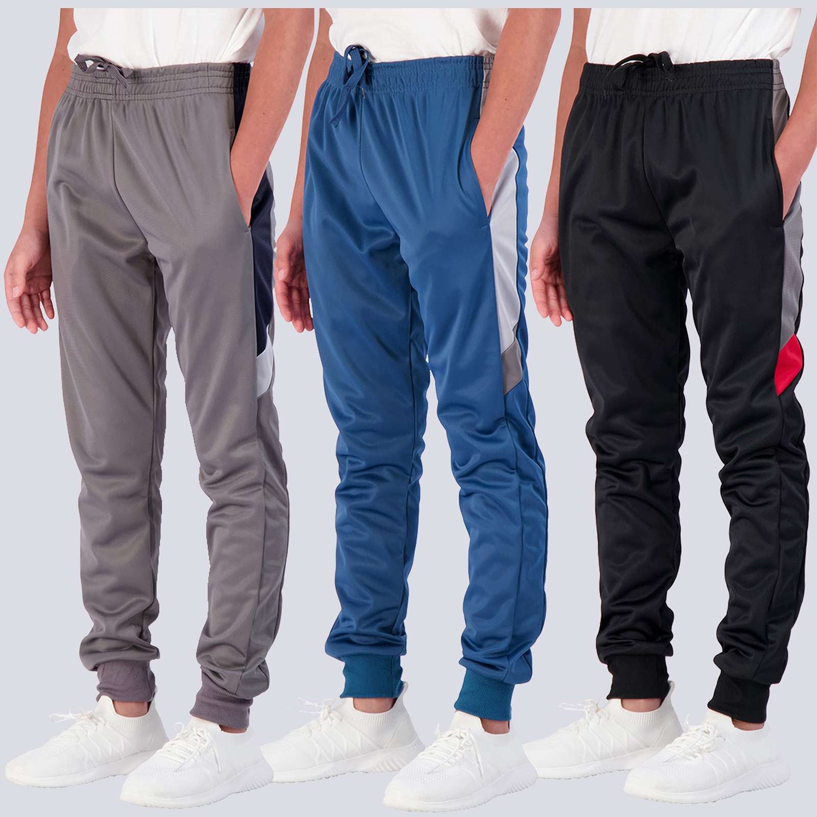 3 Pack: Boys Active Fleece-Lined Tricot Jogger Sweatpants