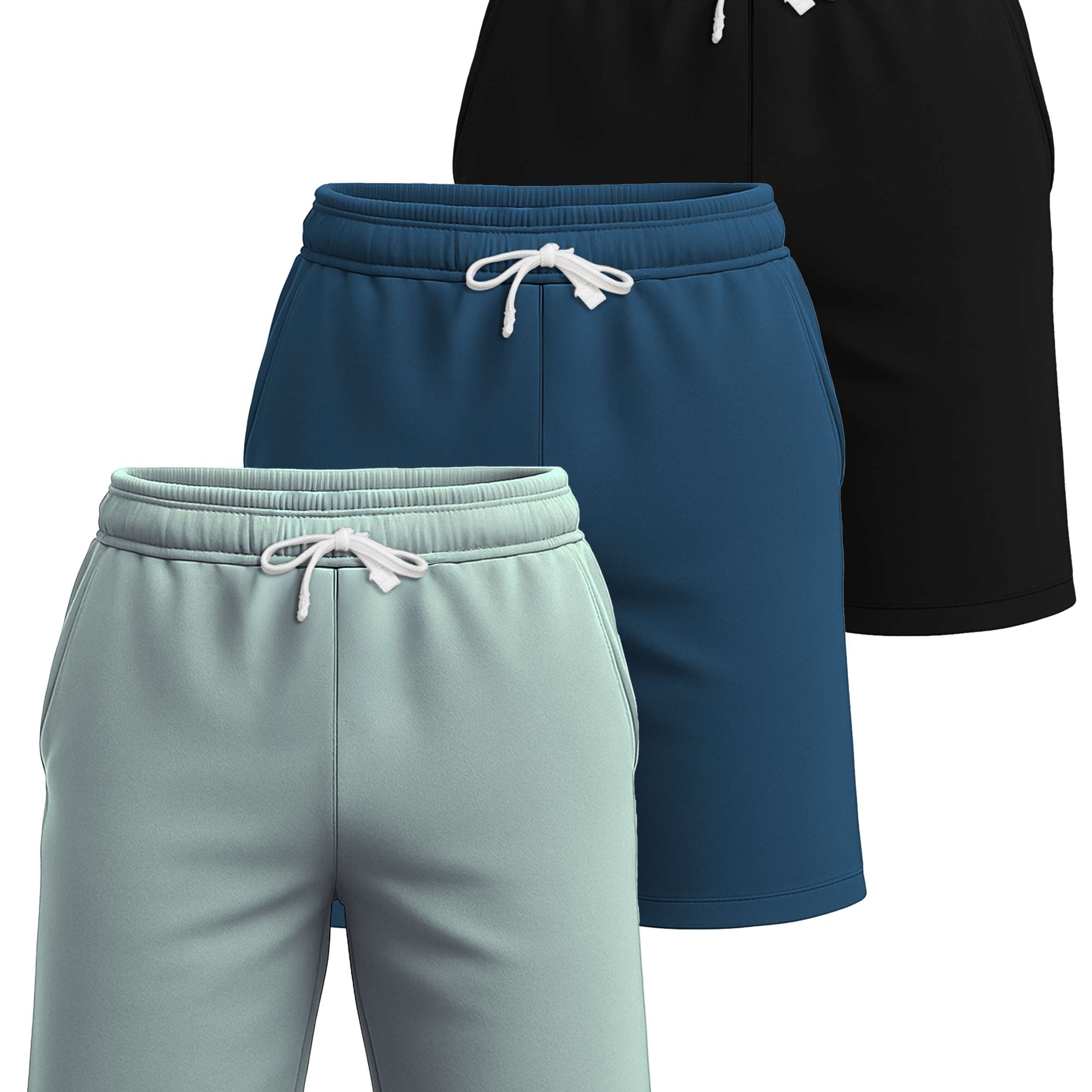 Real Essentials 3 Pack: Men's Cotton 7" French Terry Lounge Sweat Shorts – Sleep Casual Shorts Pockets (Big & Tall Available)